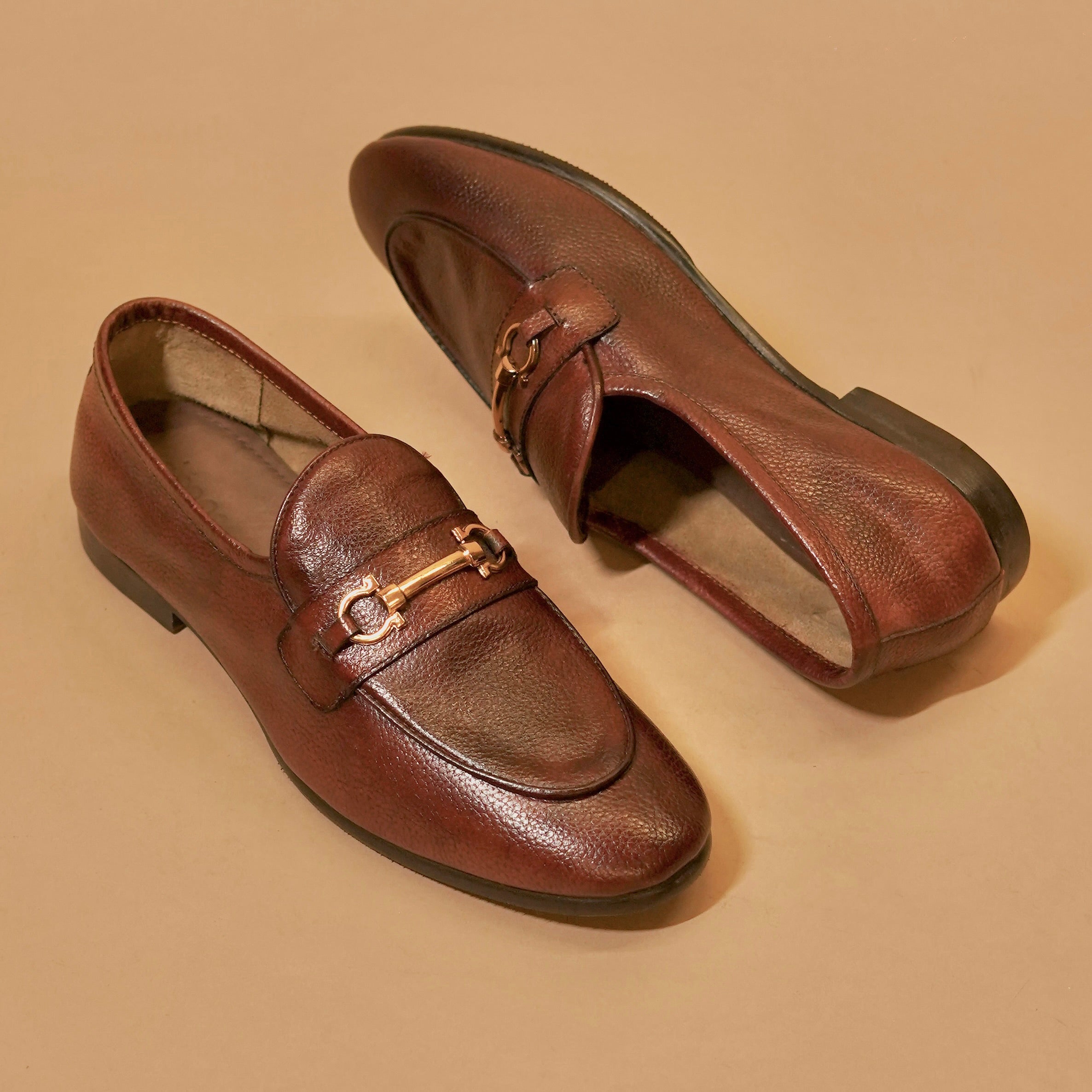Flexo Bruno Oro – Brown Ultra-Flex Loafers with Golden Horse bit