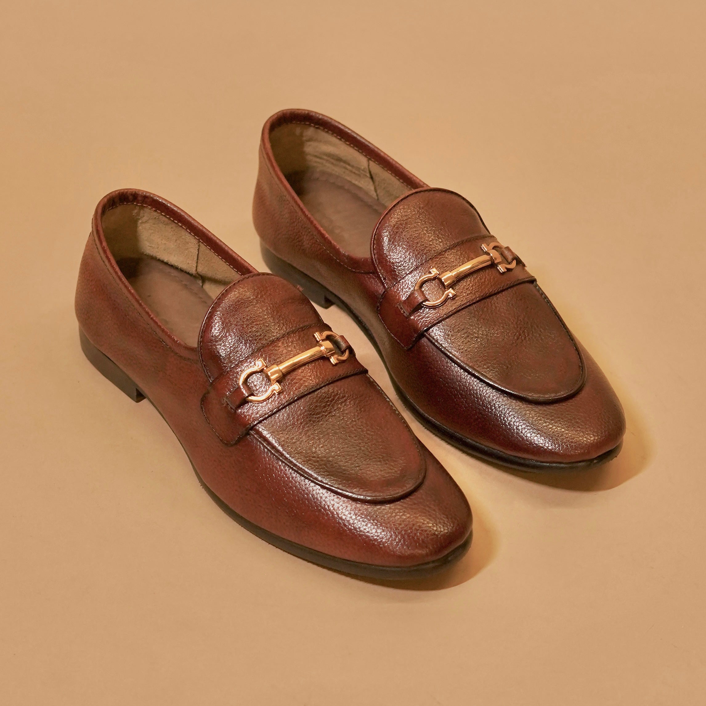 Flexo Bruno Oro – Brown Ultra-Flex Loafers with Golden Horse bit