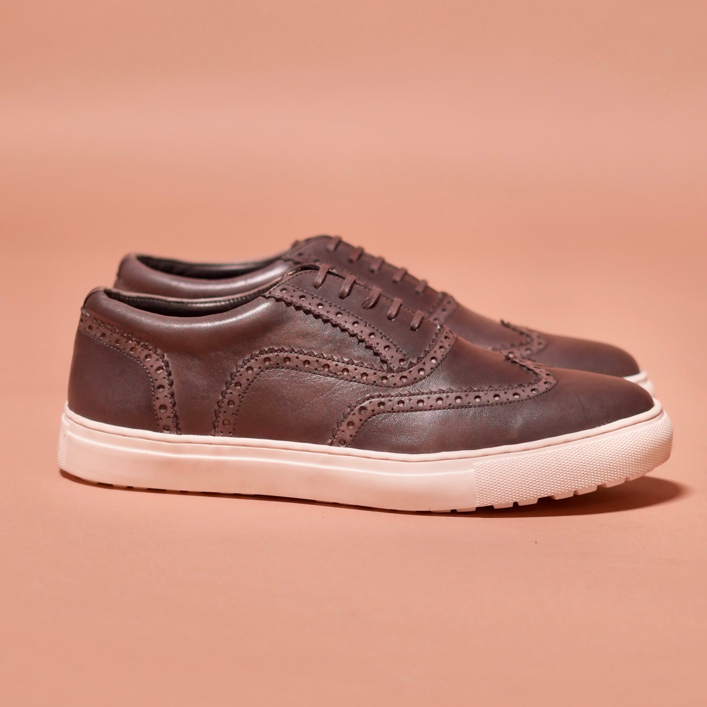 Grego | Classic Steel grey leather brogue sneaker