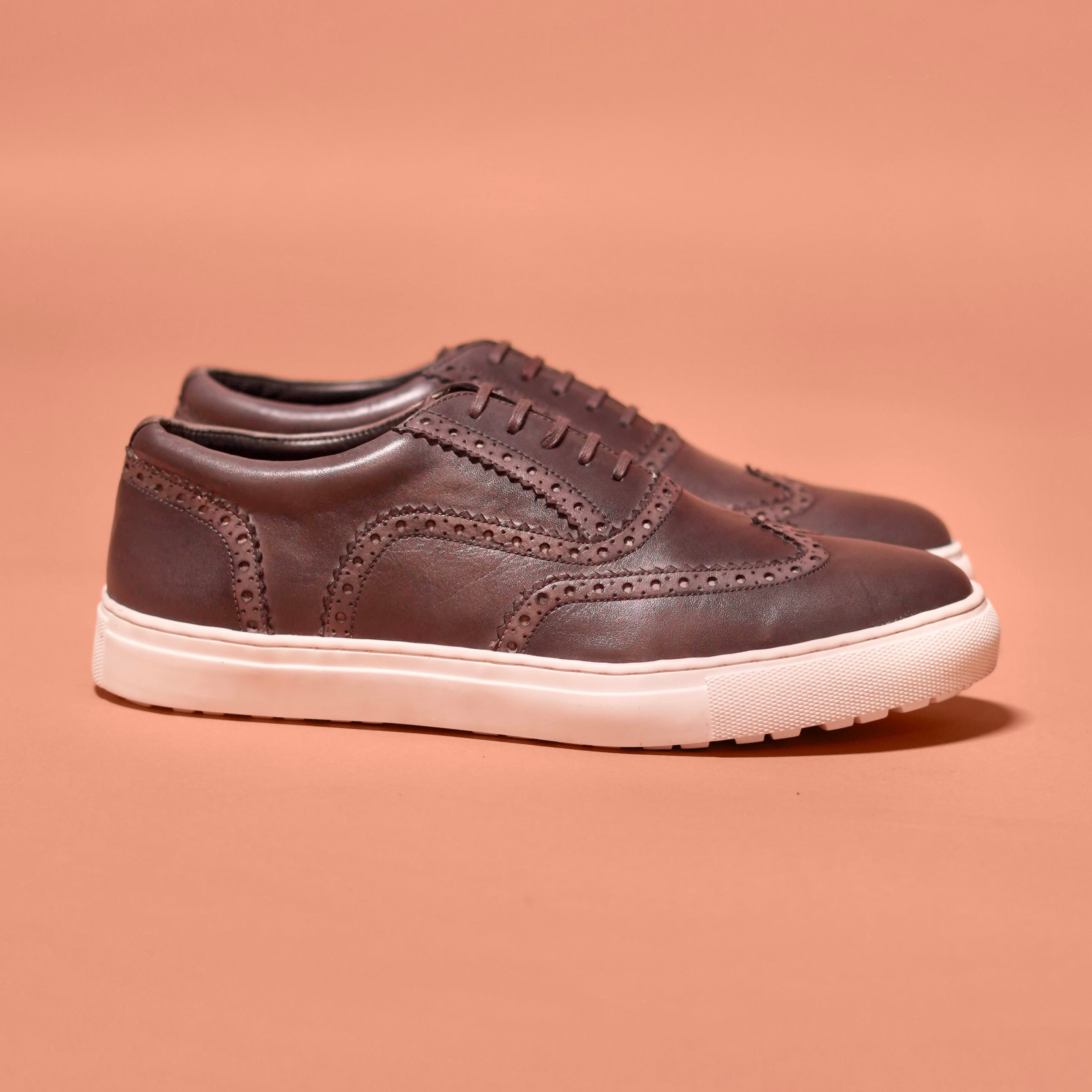 Grego | Classic Steel grey leather brogue sneaker