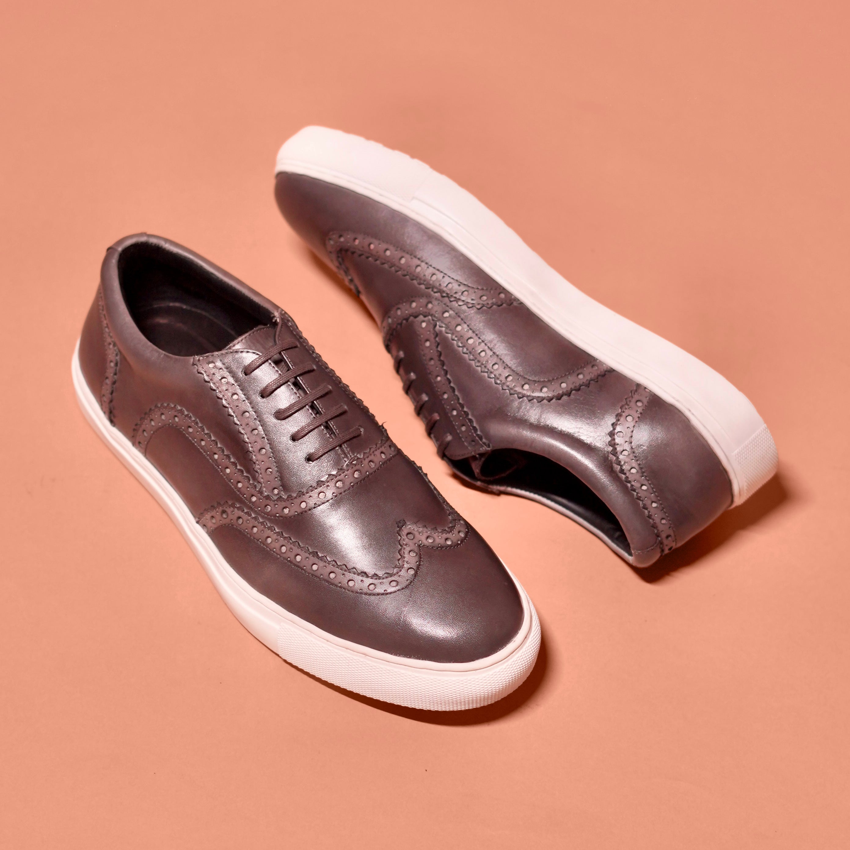 Grego | Classic Steel grey leather brogue sneaker