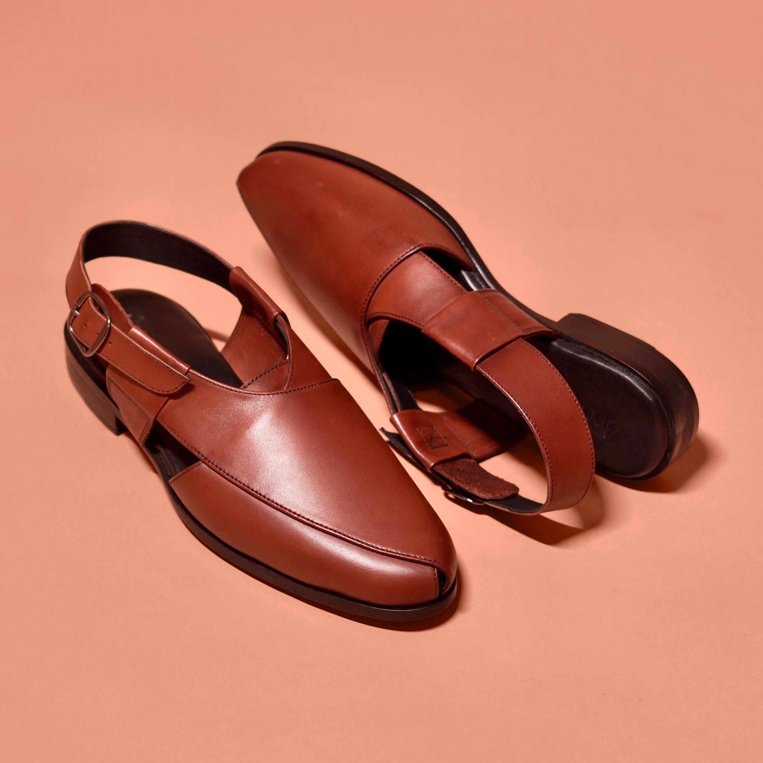 Pesha Bruno | Handcrafted Brown Leather Peshawari for Men