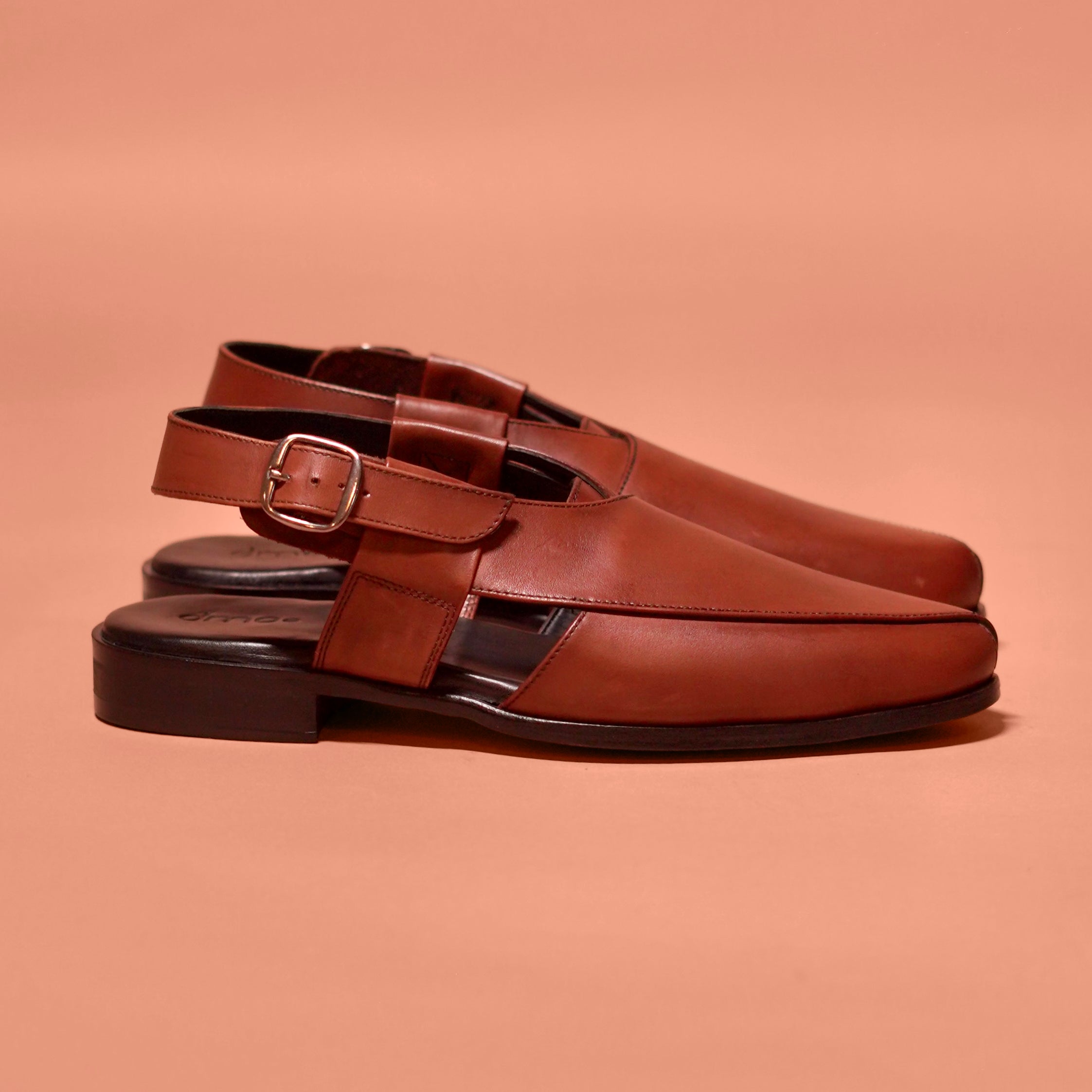 Pesha Bruno | Handcrafted Brown Leather Peshawari for Men