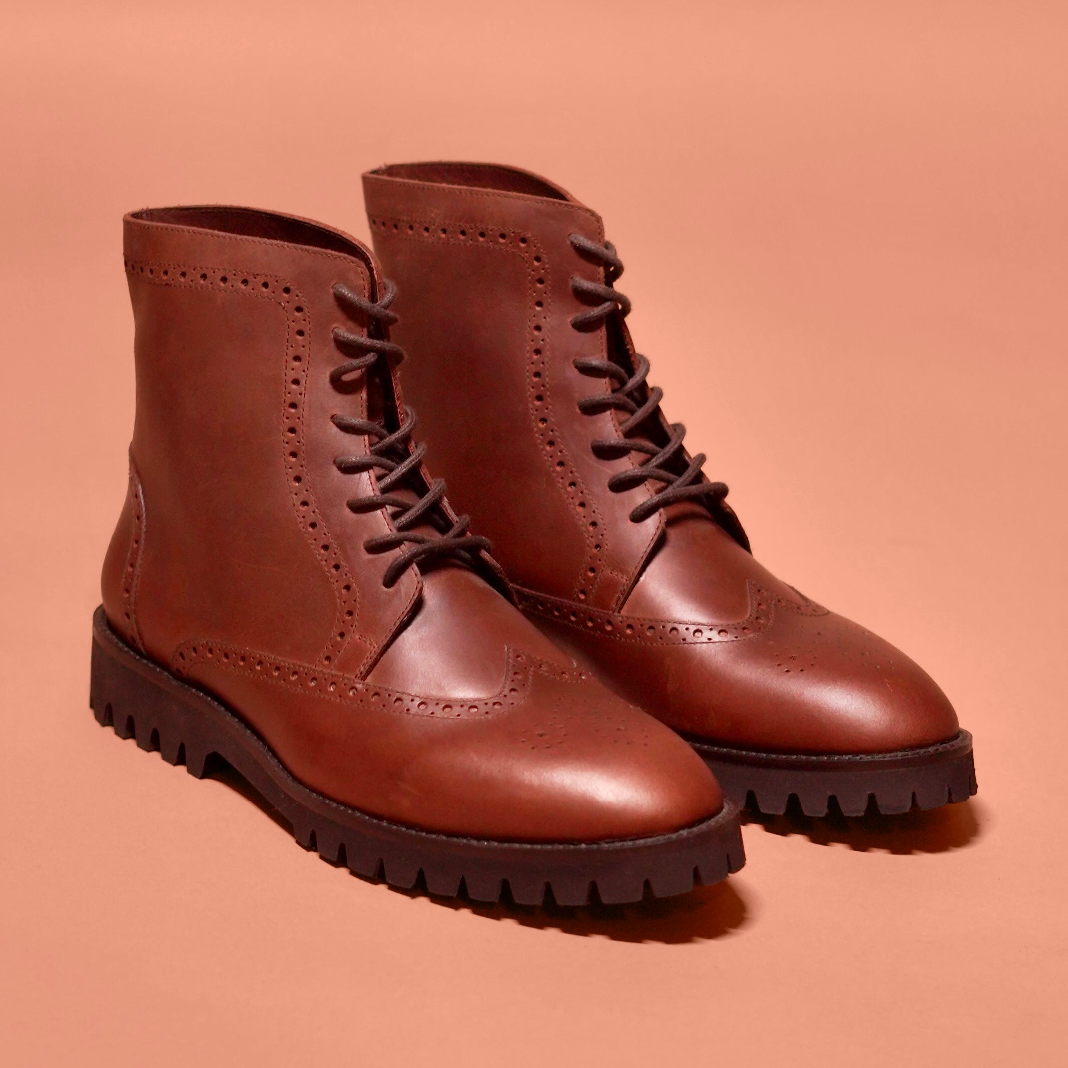 Sprazzo Leggero | Dark brown brogue leather boots