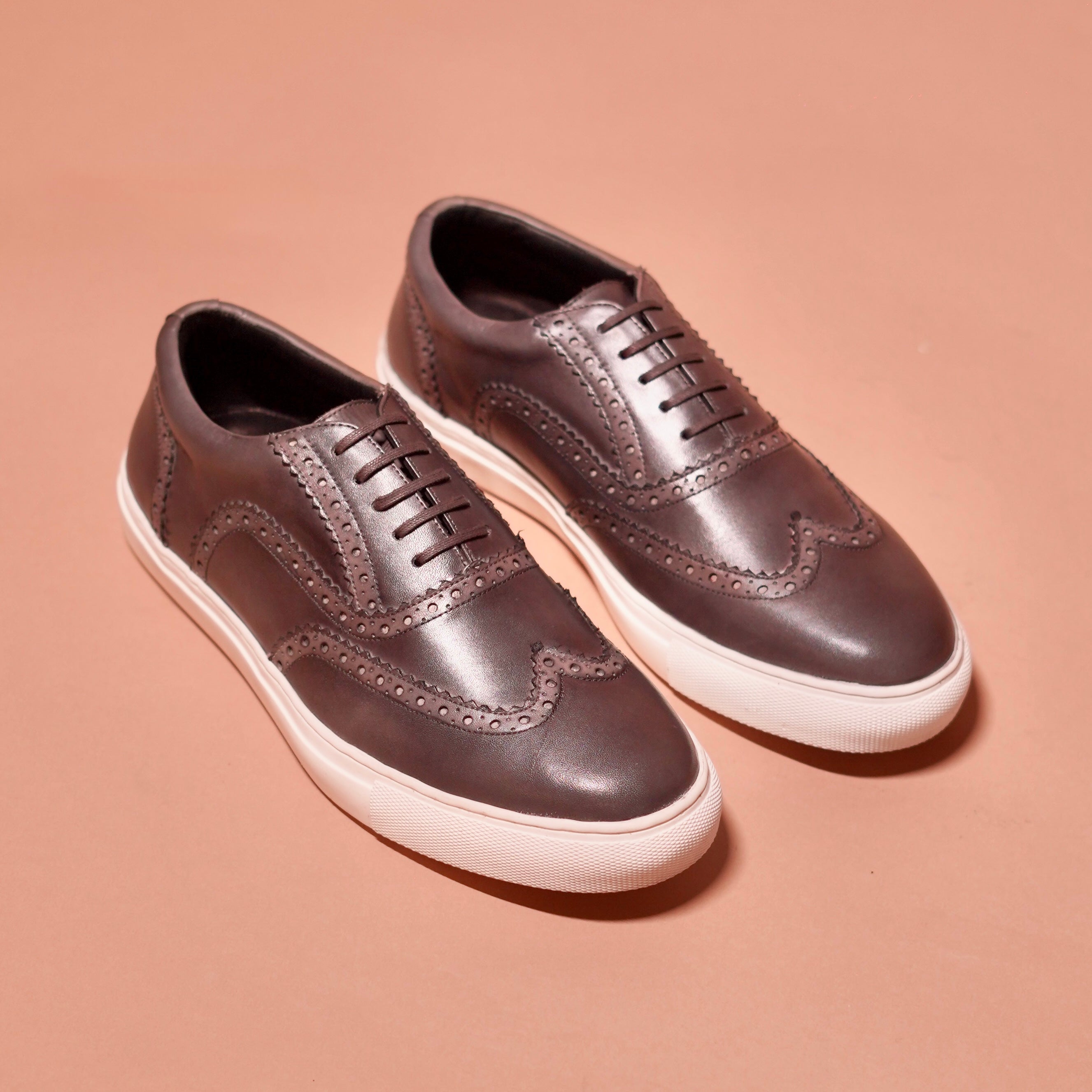 Grego | Classic Steel grey leather brogue sneaker