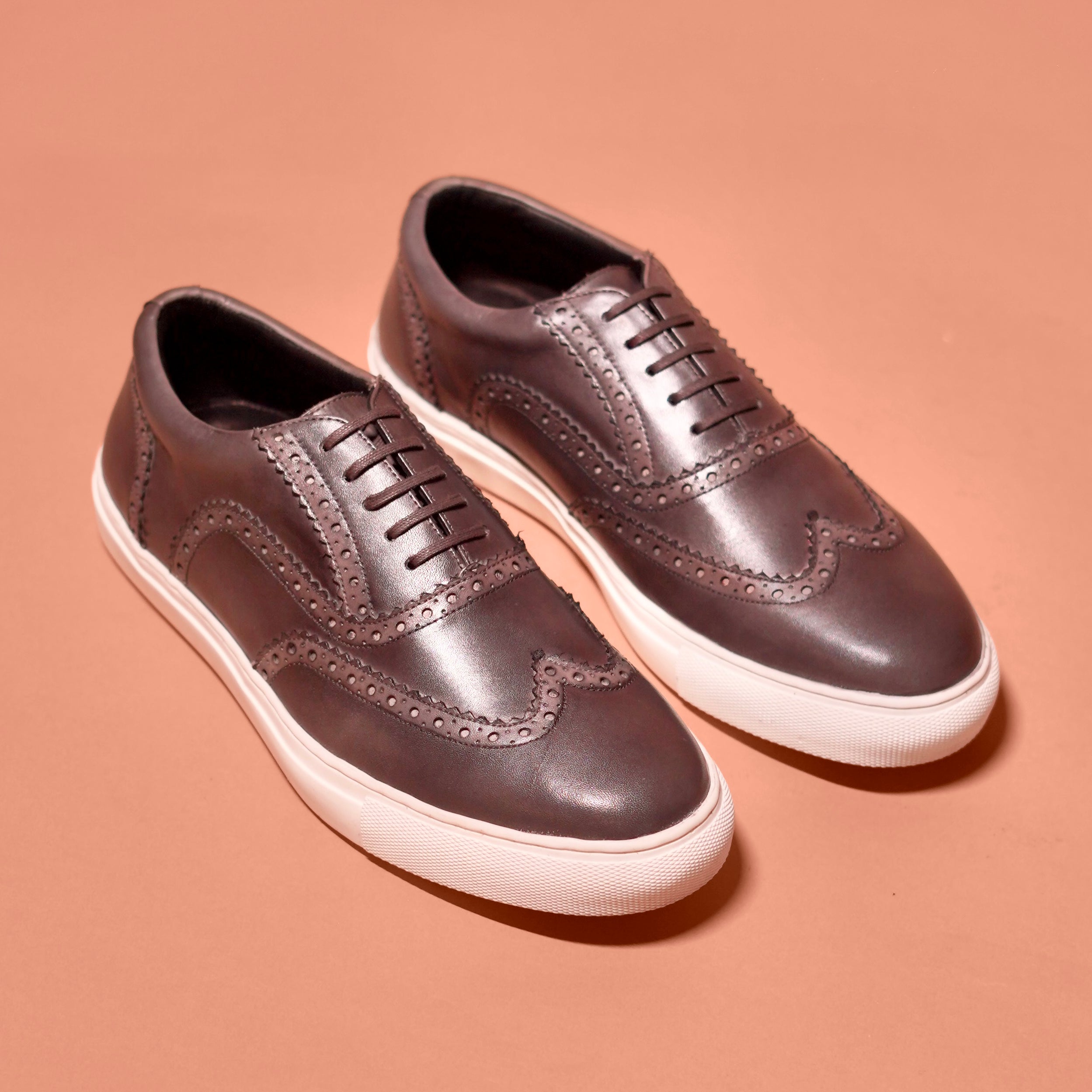 Grego | Classic Steel grey leather brogue sneaker