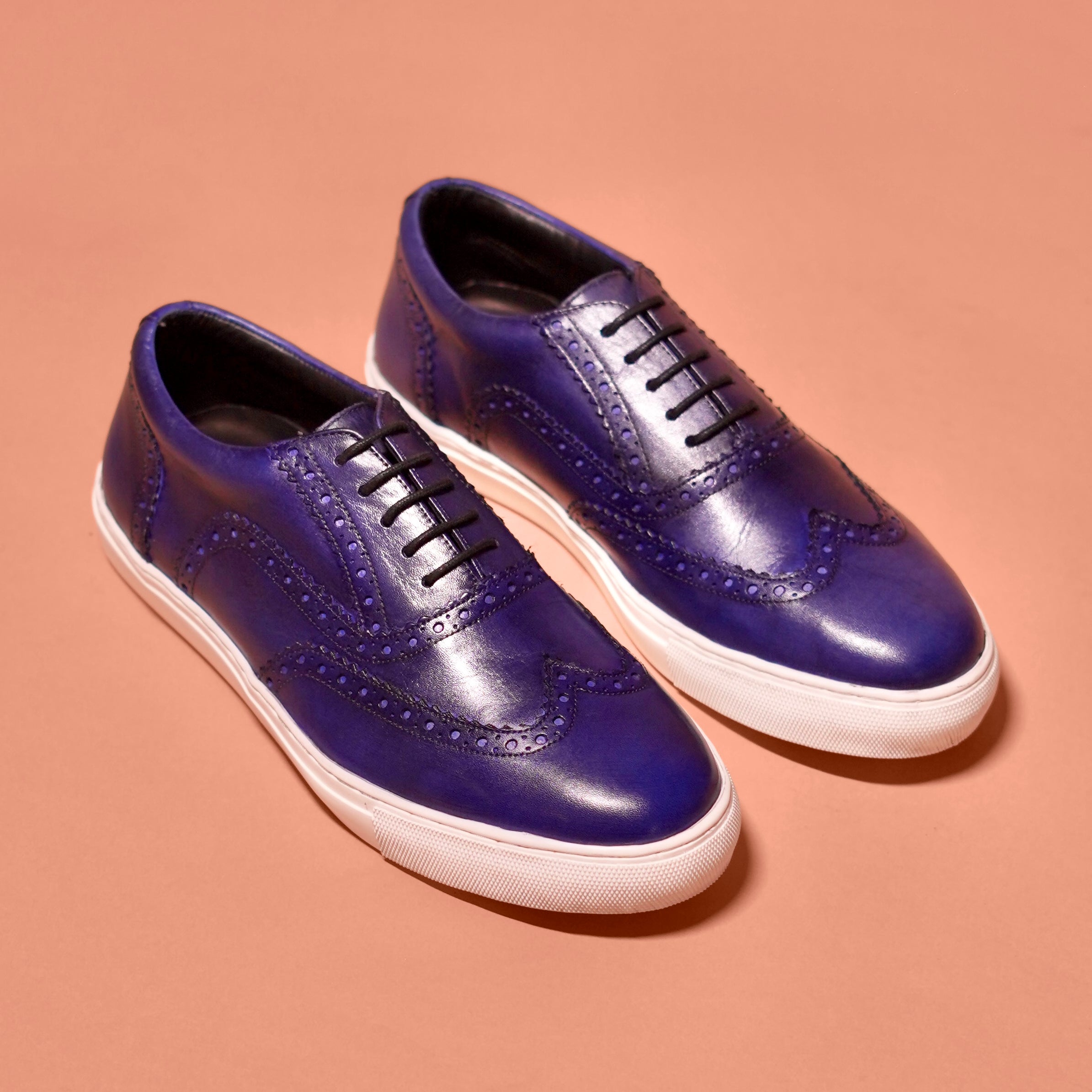 Cobalto | Classic deep blue leather brogue sneaker