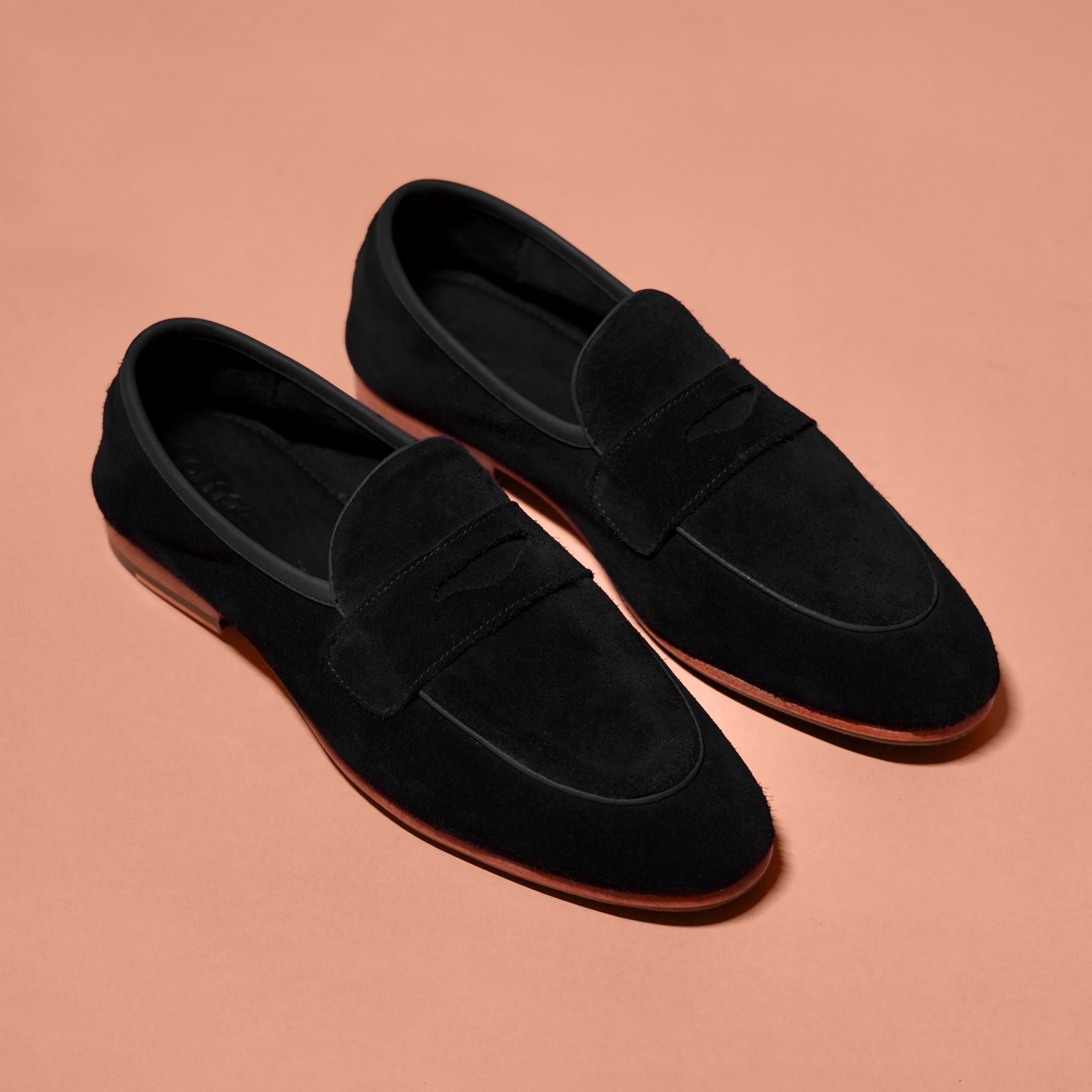 Flexo Nero Carbonio– Black Suede Flexible Loafers for Men