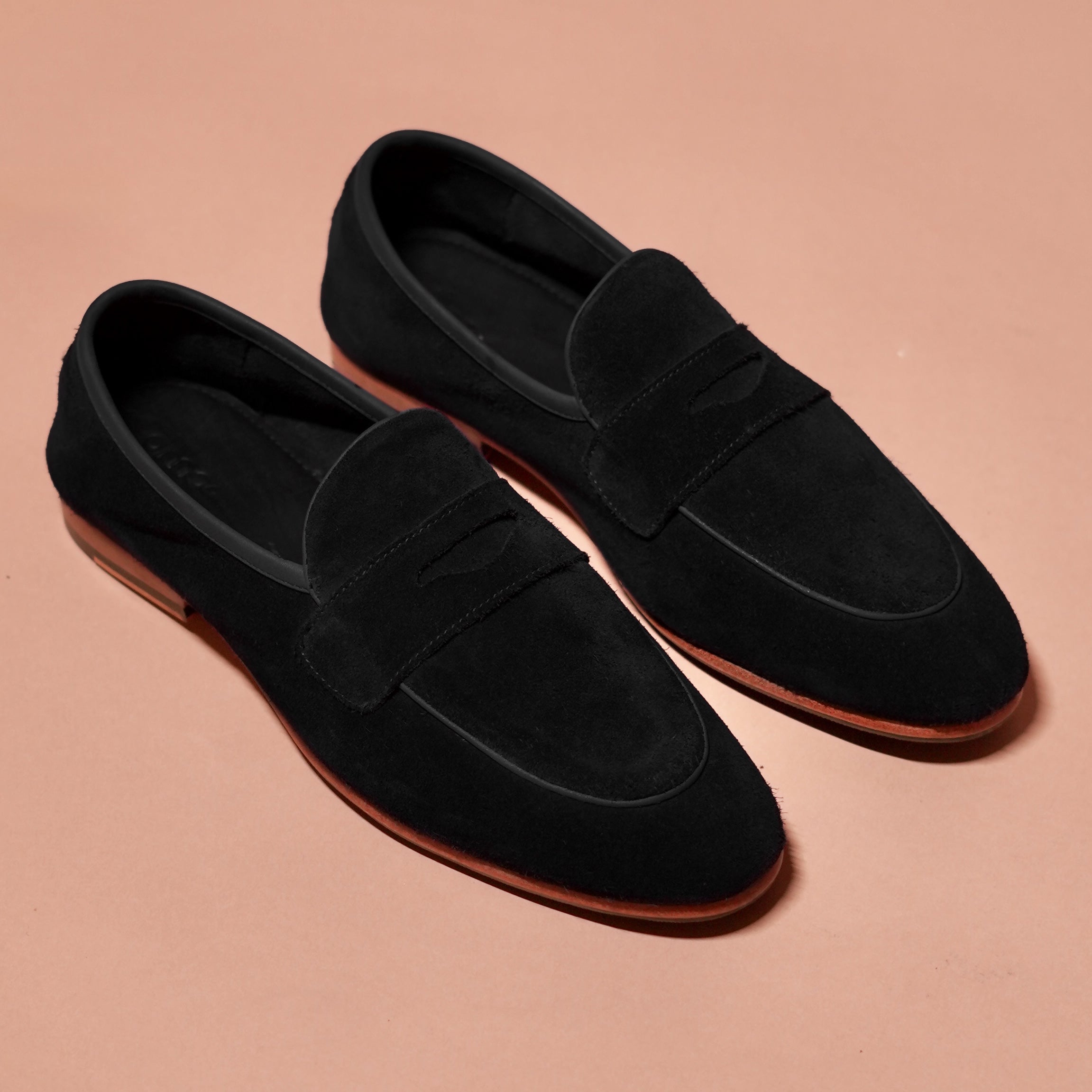 Flexo Nero Carbonio– Black Suede Flexible Loafers for Men
