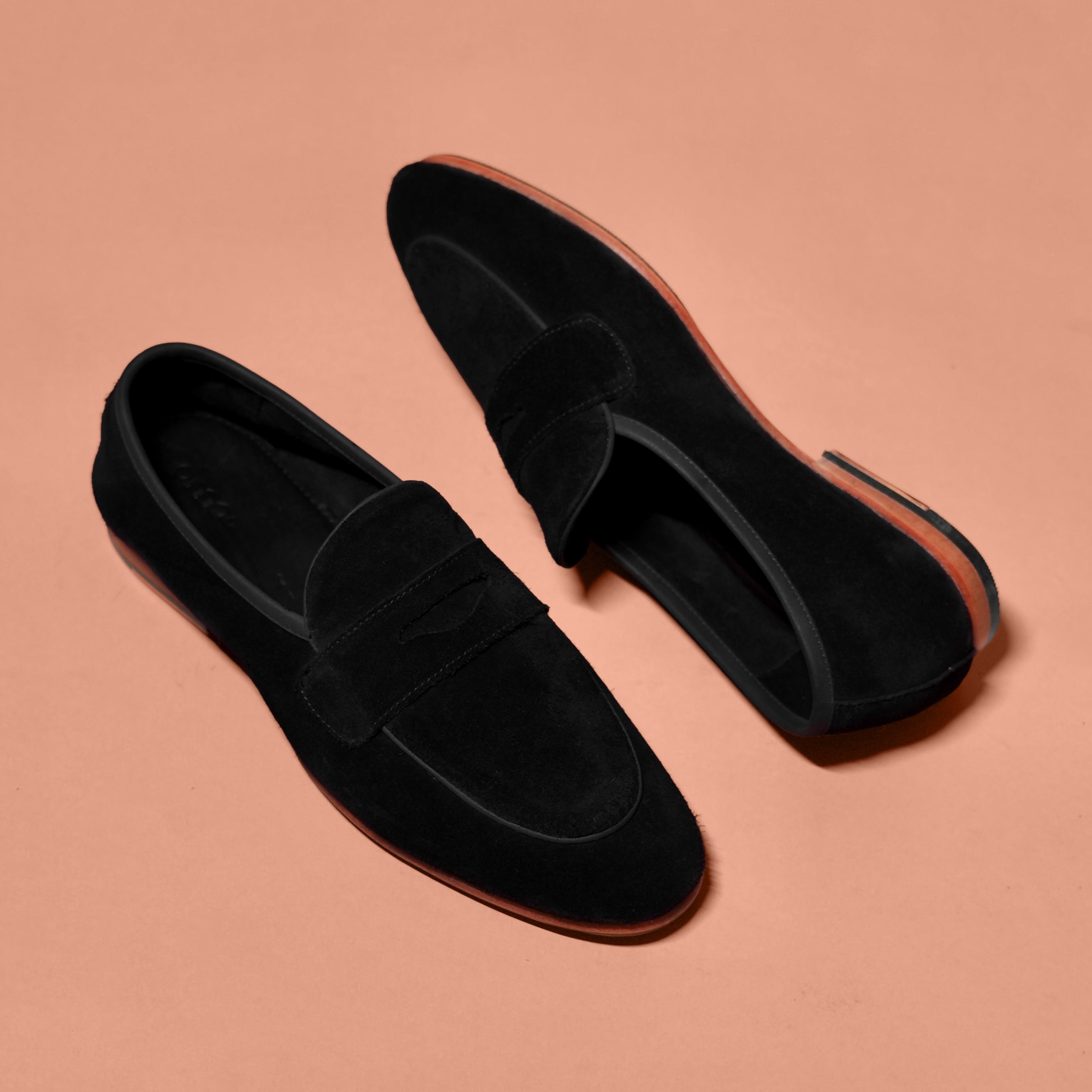 Flexo Nero Carbonio– Black Suede Flexible Loafers for Men