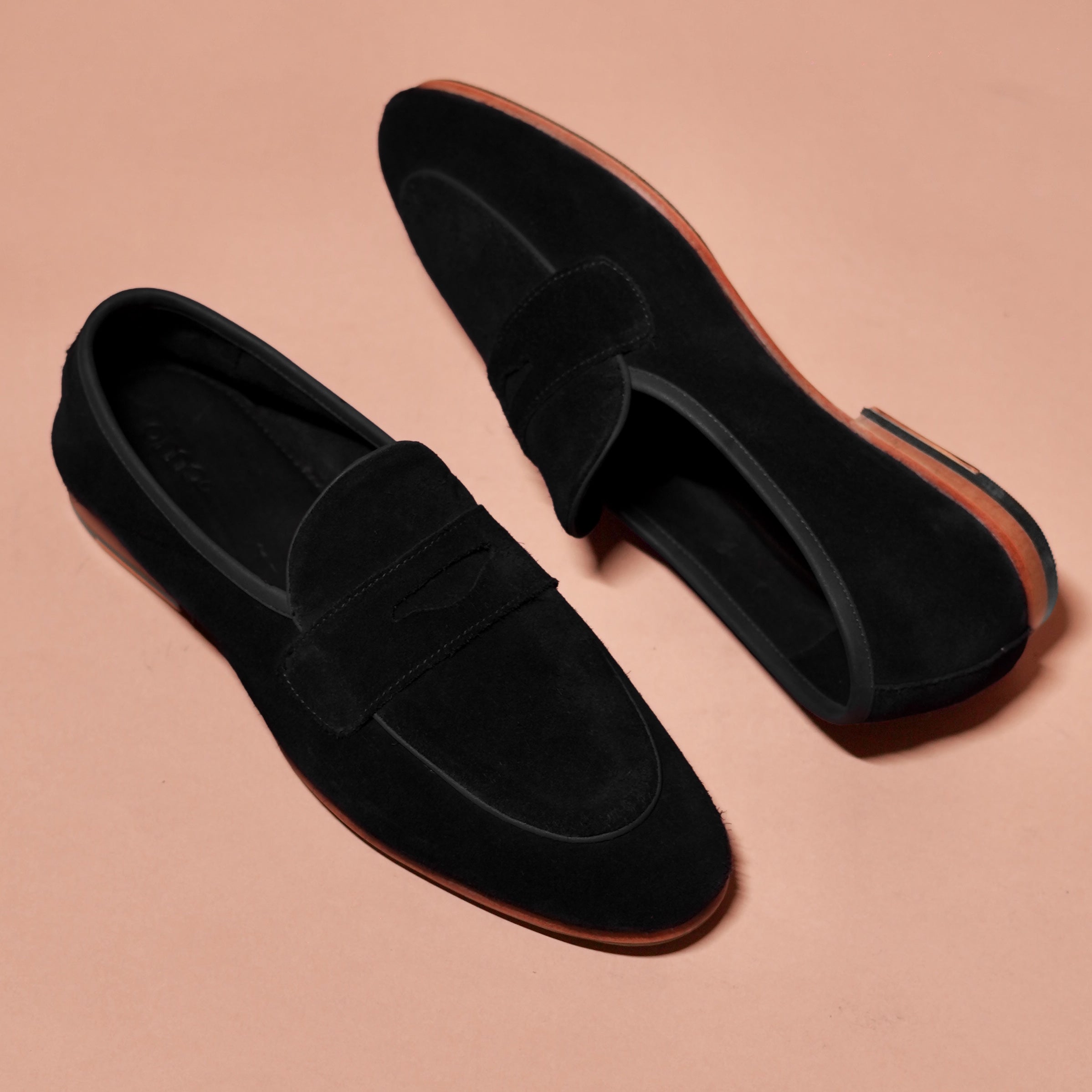 Flexo Nero Carbonio– Black Suede Flexible Loafers for Men