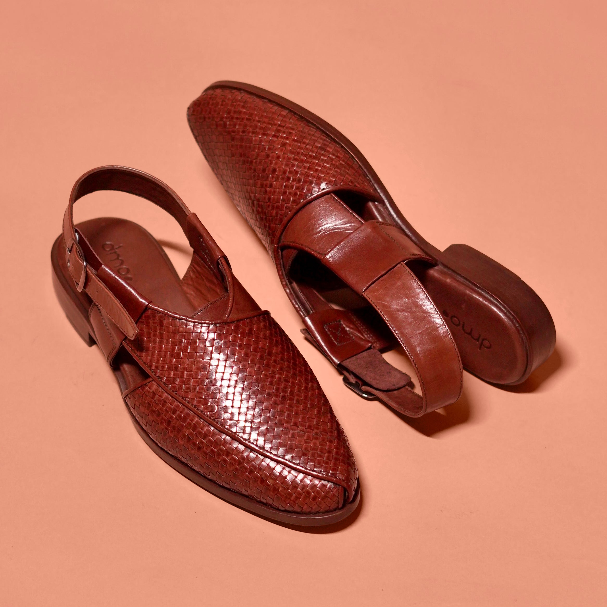 Pesha Marrone | Brown Weave leather Peshawaris