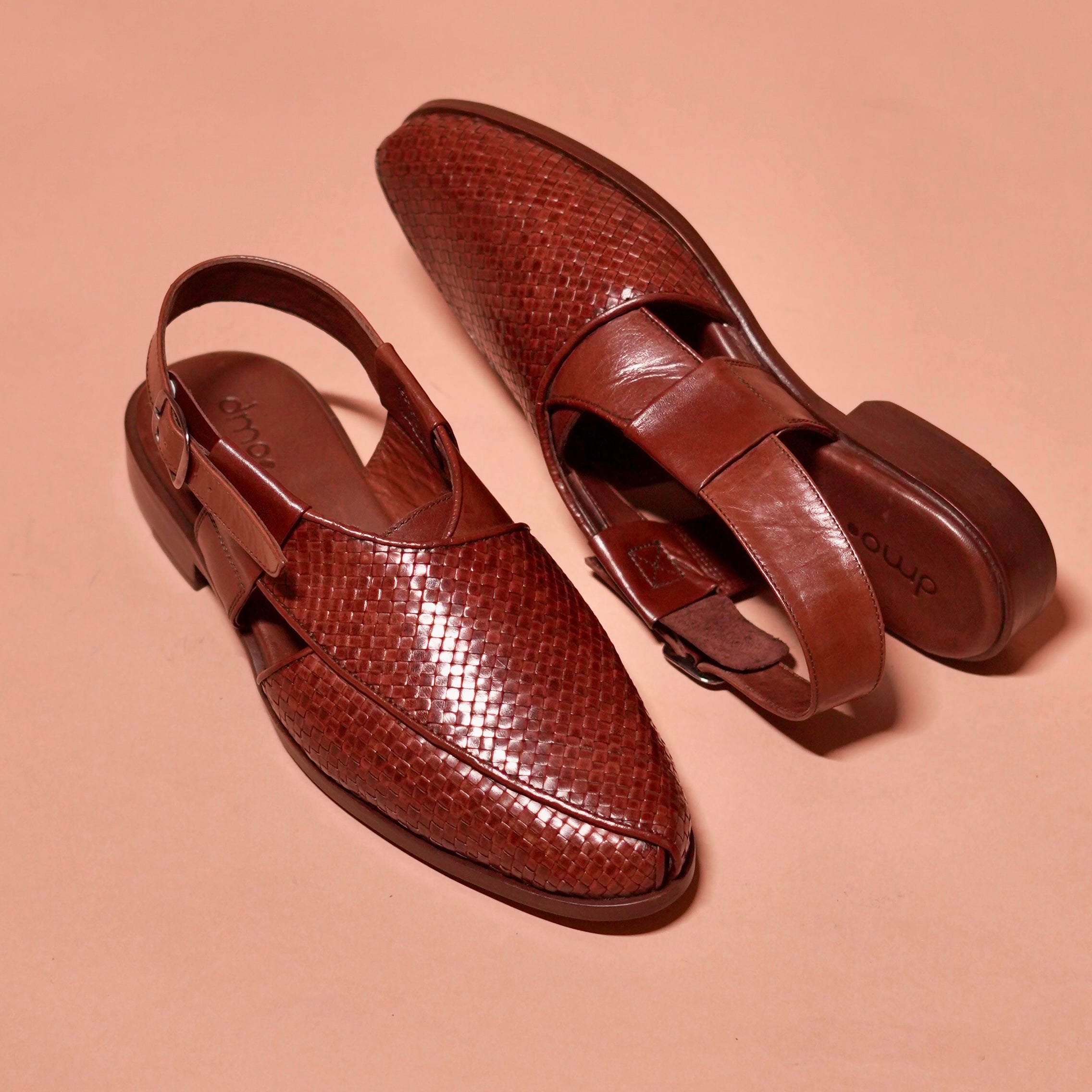 Pesha Marrone | Brown Weave leather Peshawaris