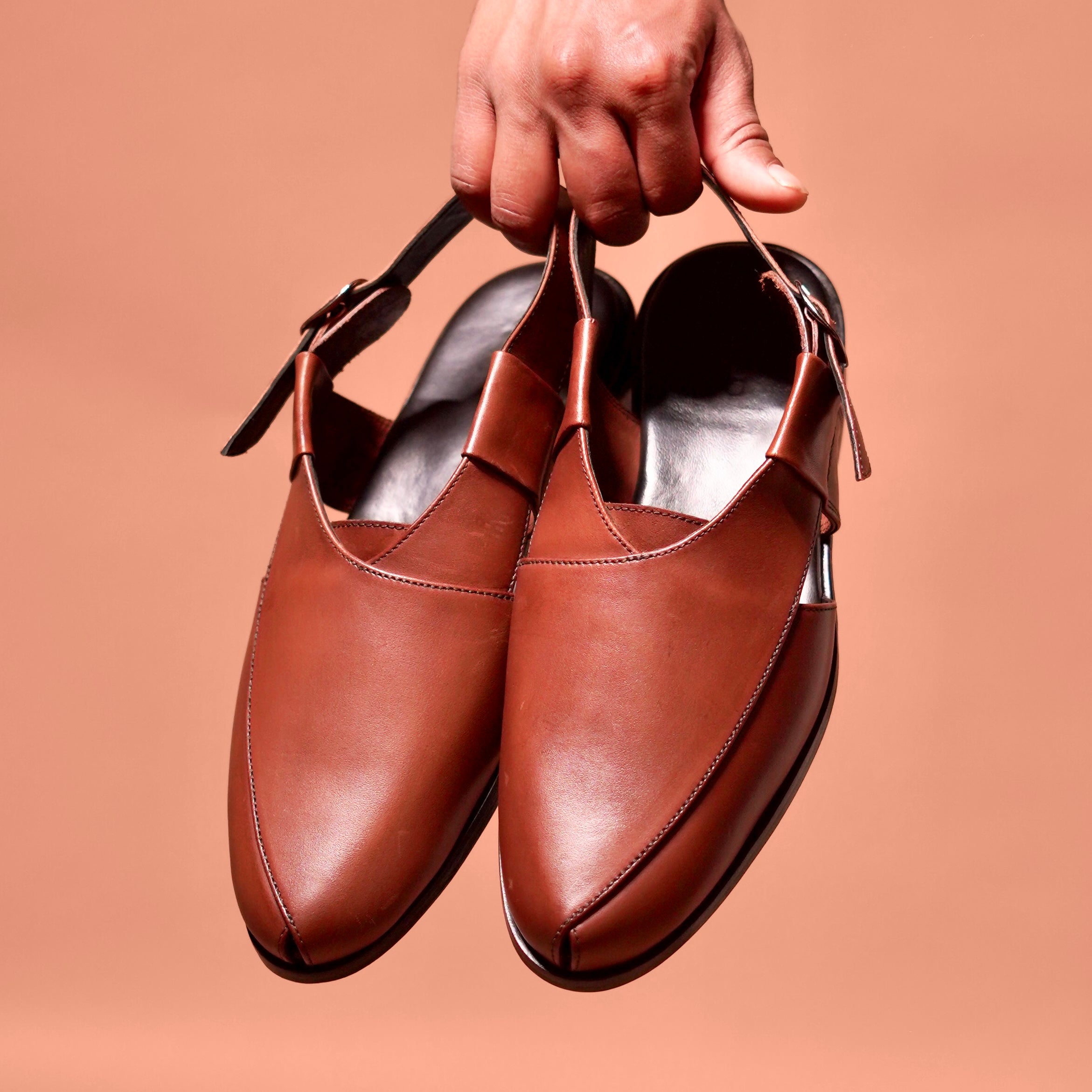 Pesha Bruno | Handcrafted Brown Leather Peshawari for Men