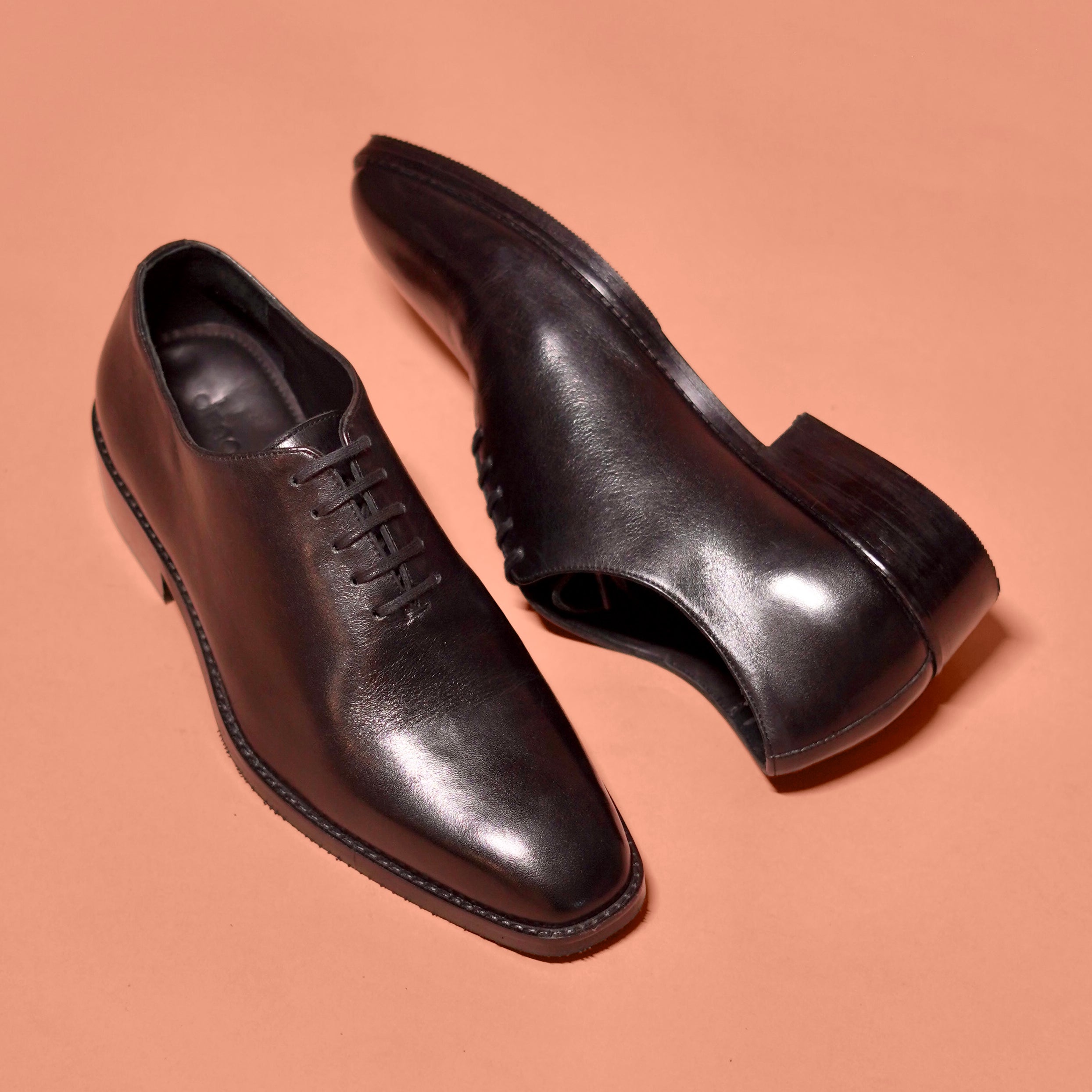 Belismo Nero | Black leather whole cut Oxfords