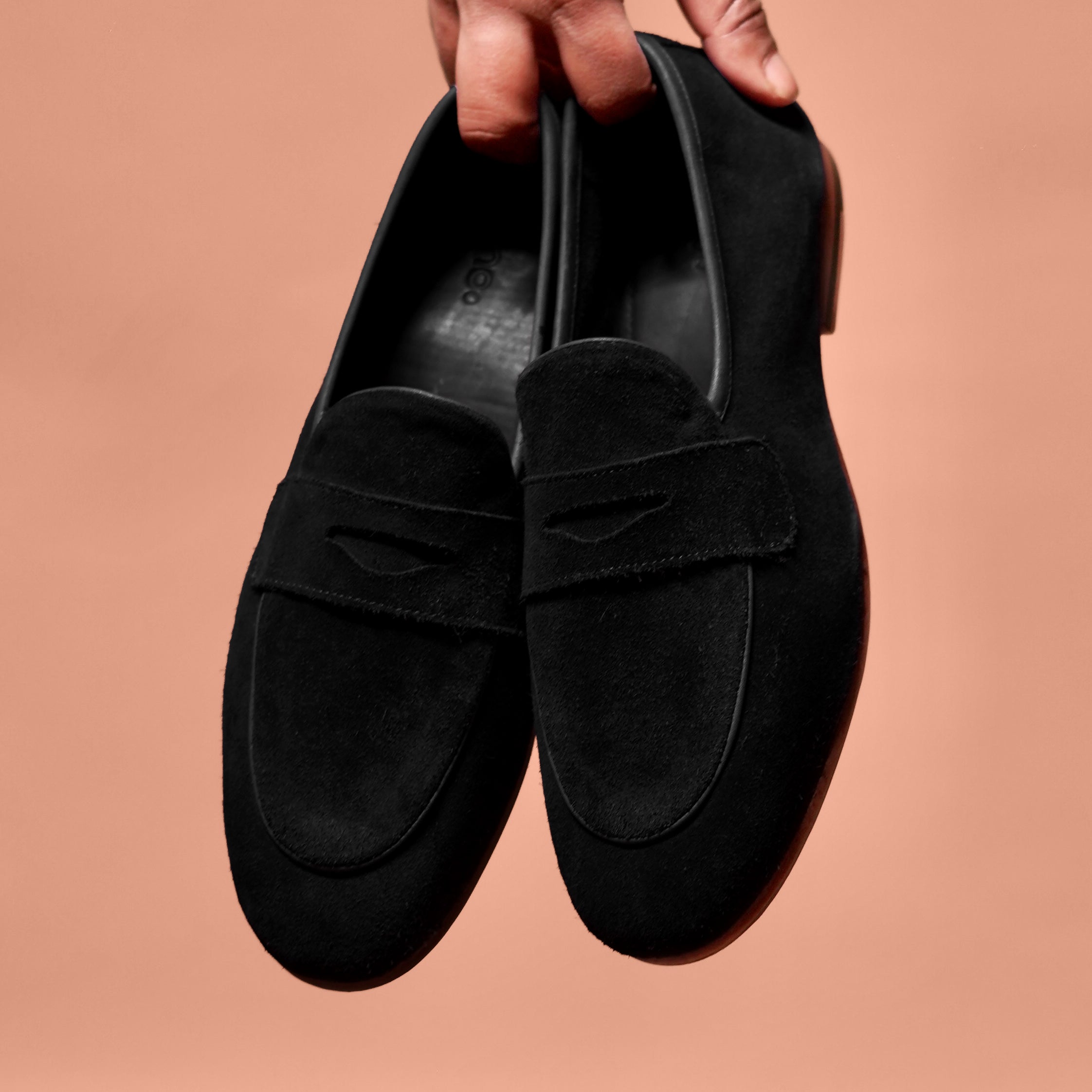 Flexo Nero Carbonio– Black Suede Flexible Loafers for Men