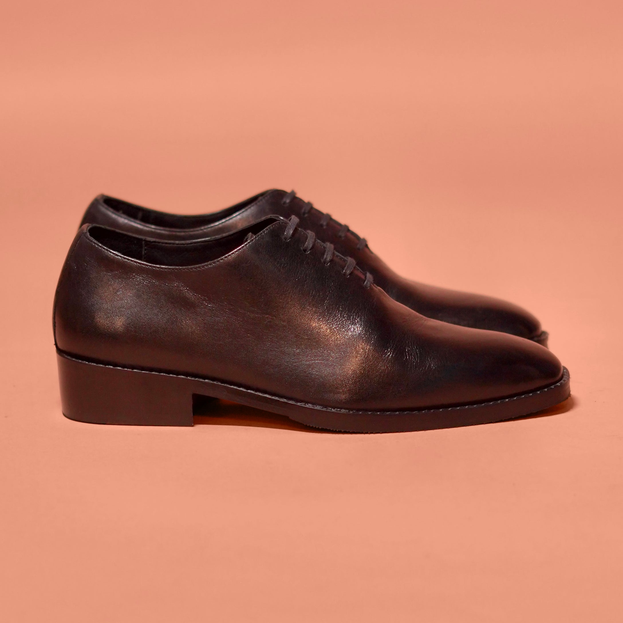 Belismo Nero | Black leather whole cut Oxfords