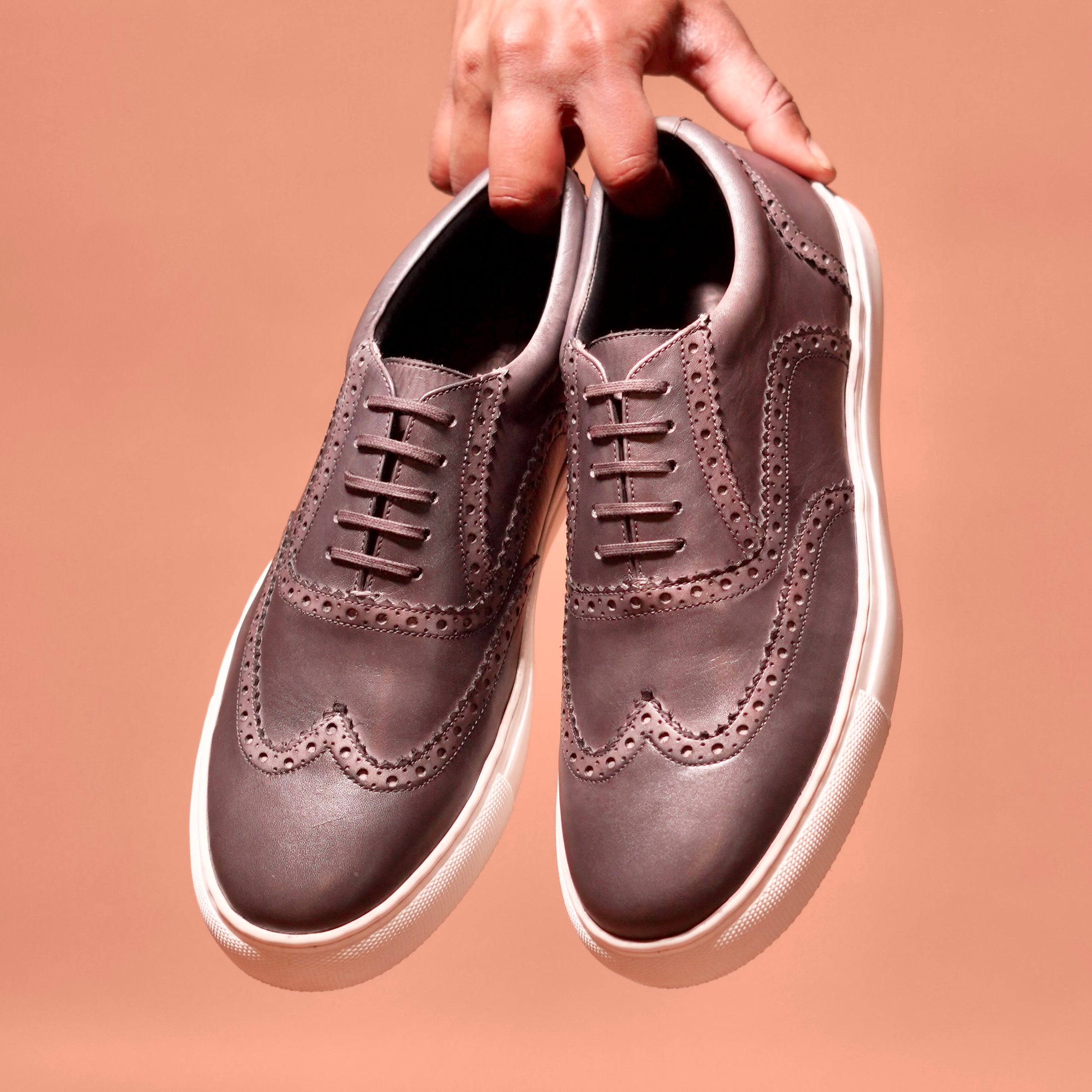 Grego | Classic Steel grey leather brogue sneaker