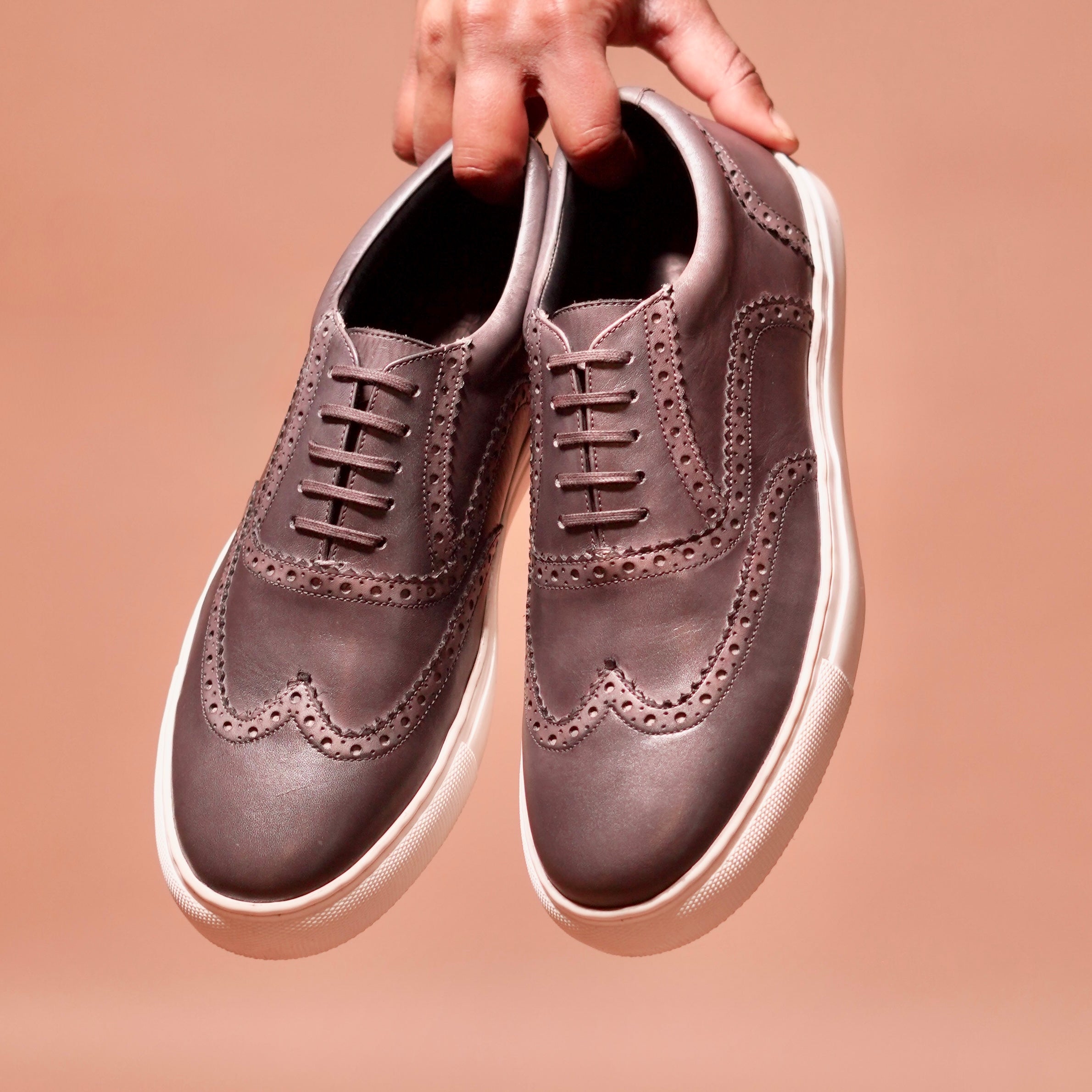 Grego | Classic Steel grey leather brogue sneaker