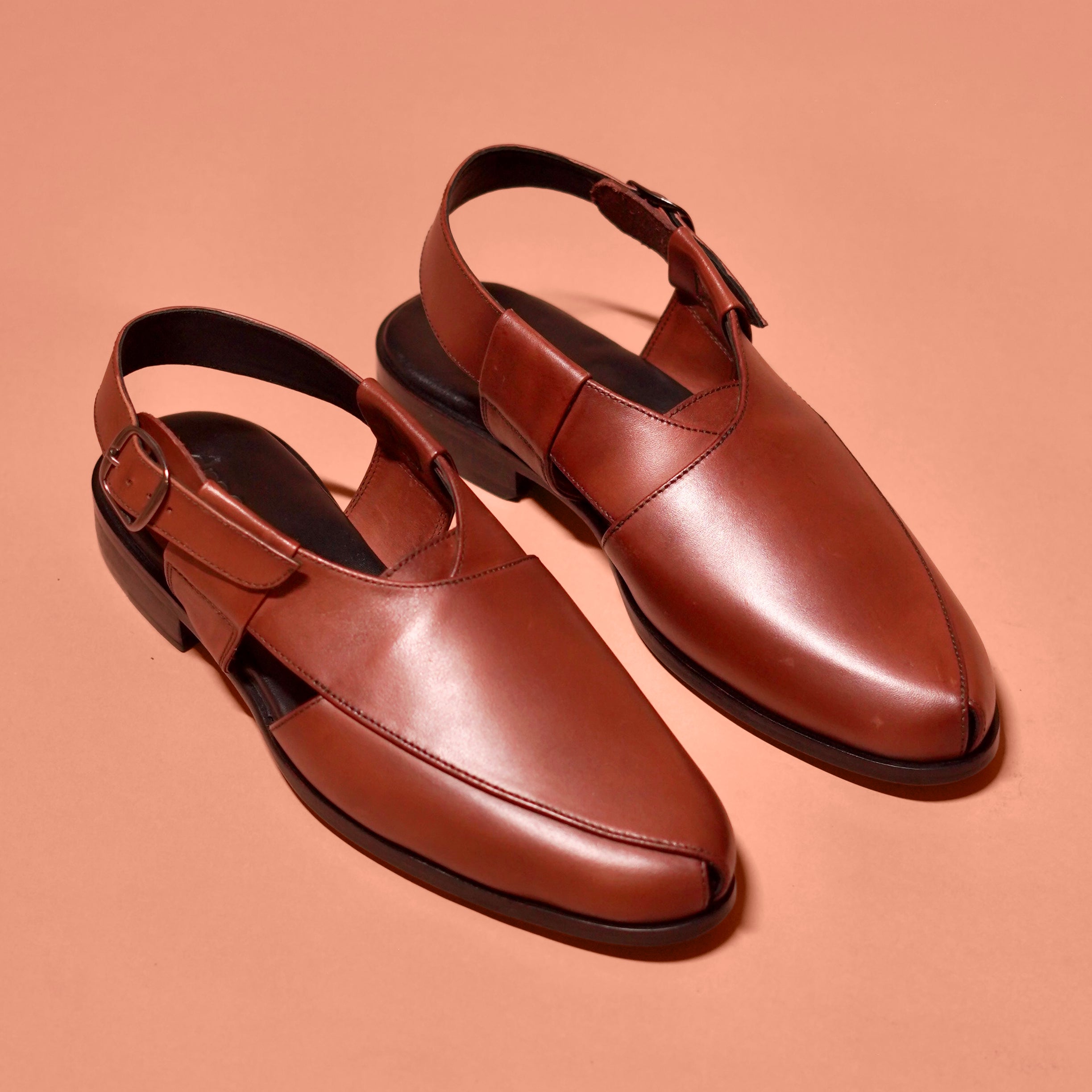 Pesha Bruno | Handcrafted Brown Leather Peshawari for Men