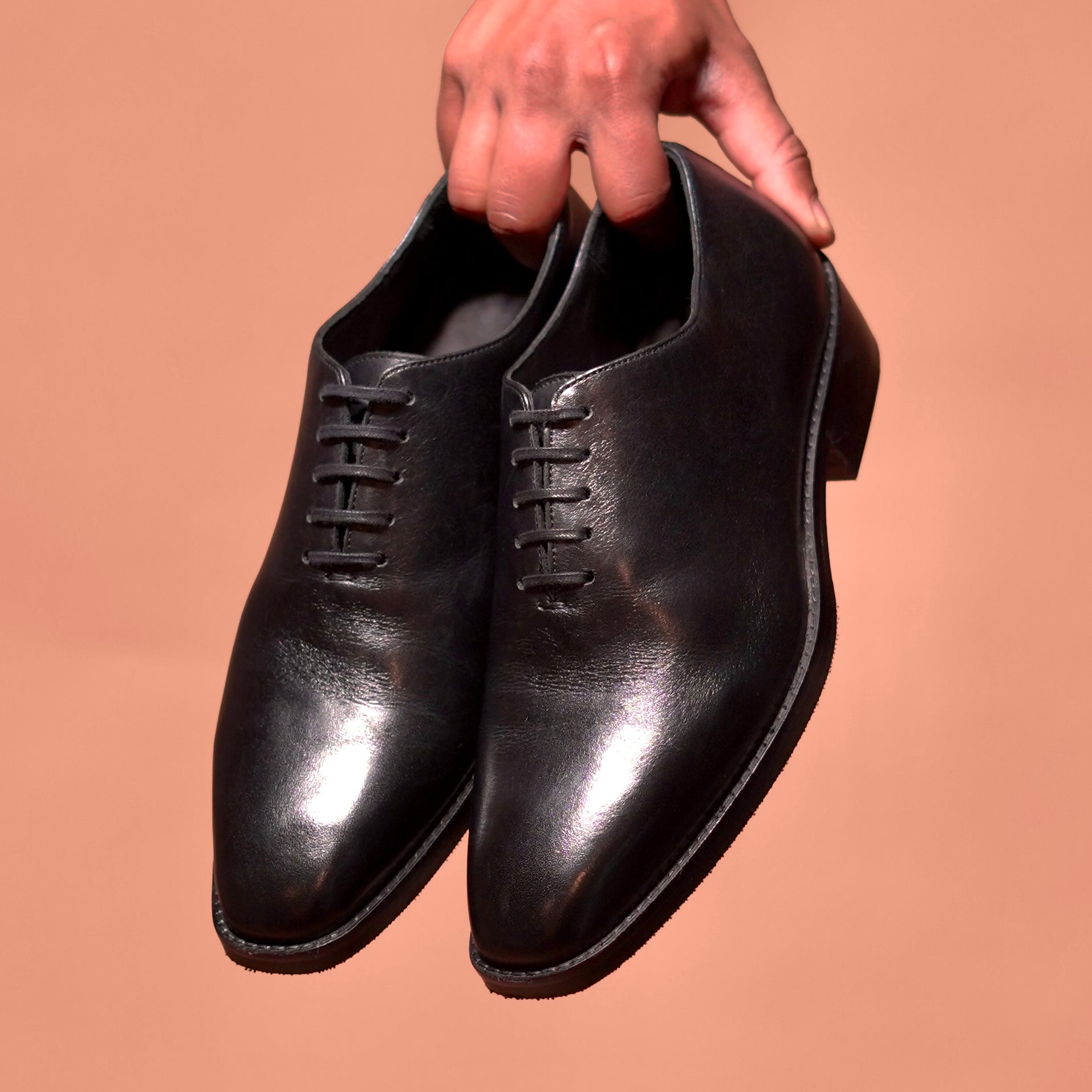 Belismo Nero | Black leather whole cut Oxfords