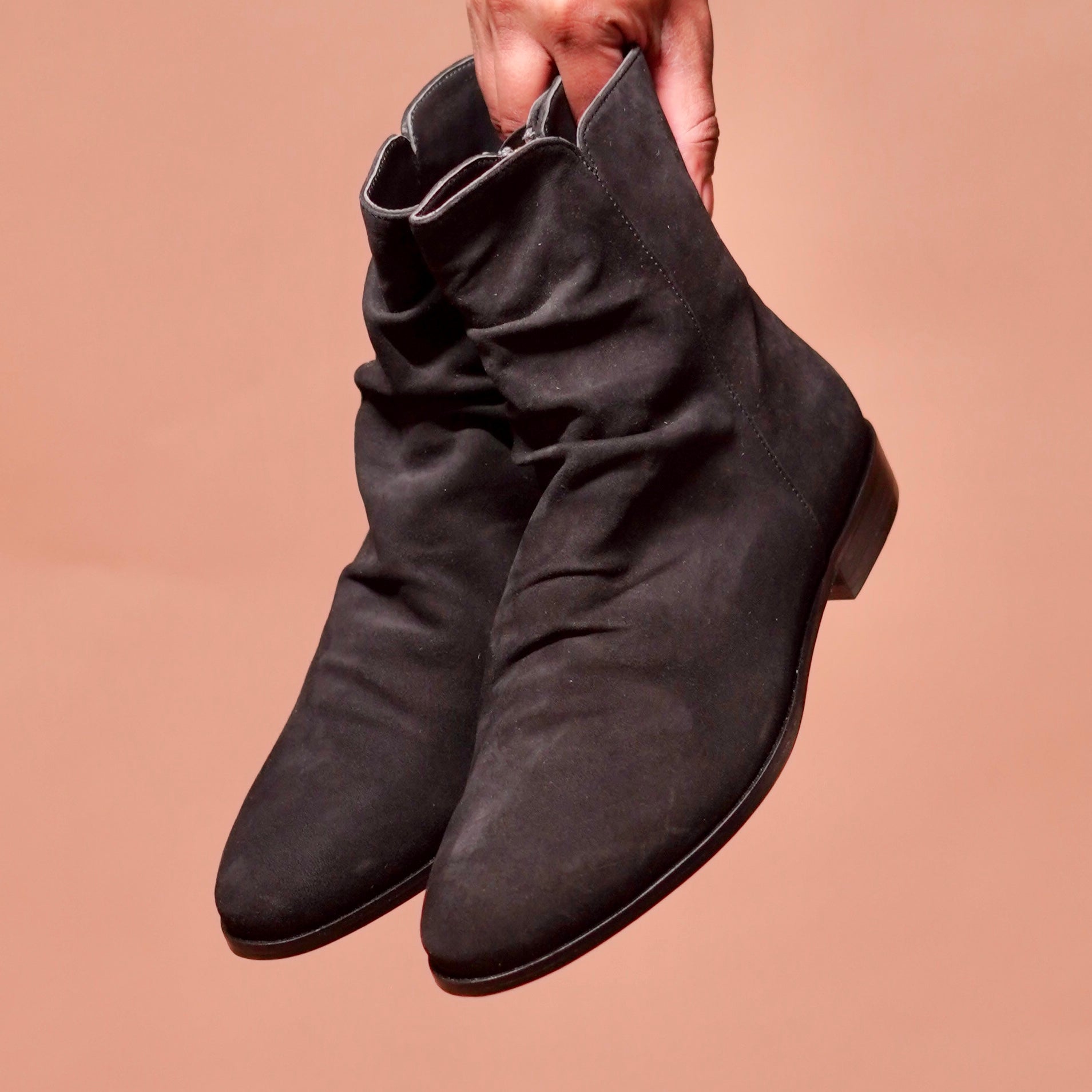 Sprazzo Nero | Black suede wrinkled Chelsea boots