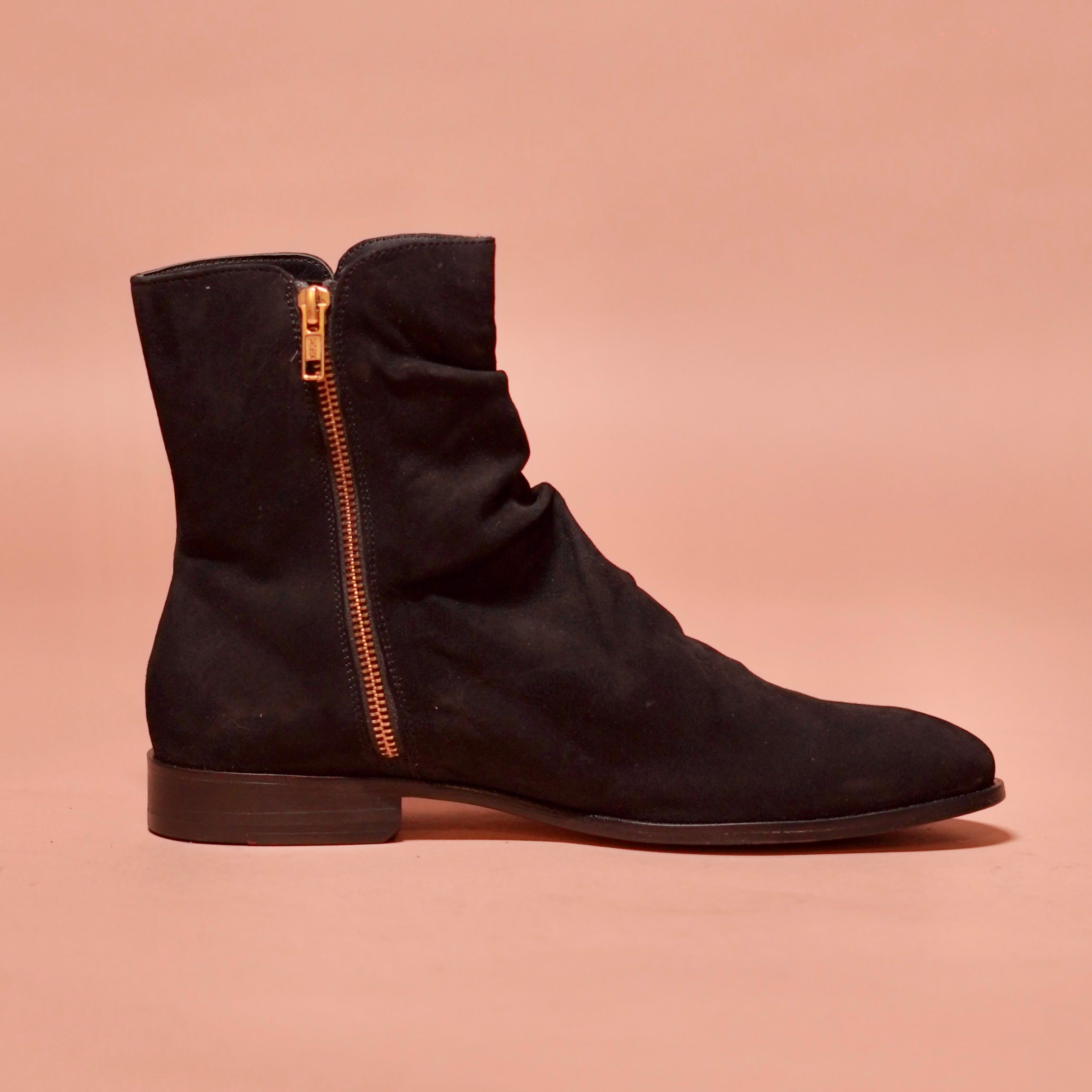 Sprazzo Nero | Black suede wrinkled Chelsea boots