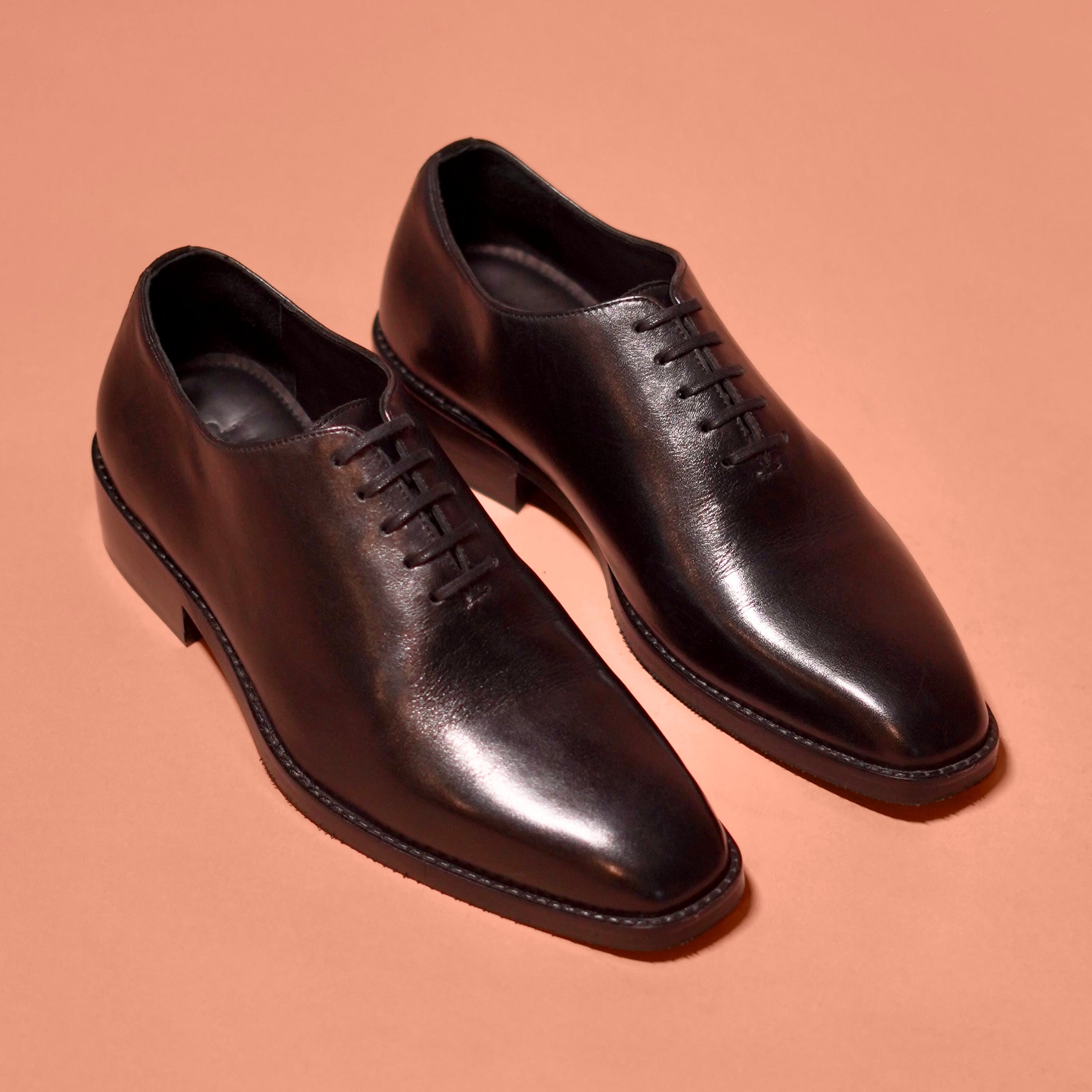 Belismo Nero | Black leather whole cut Oxfords