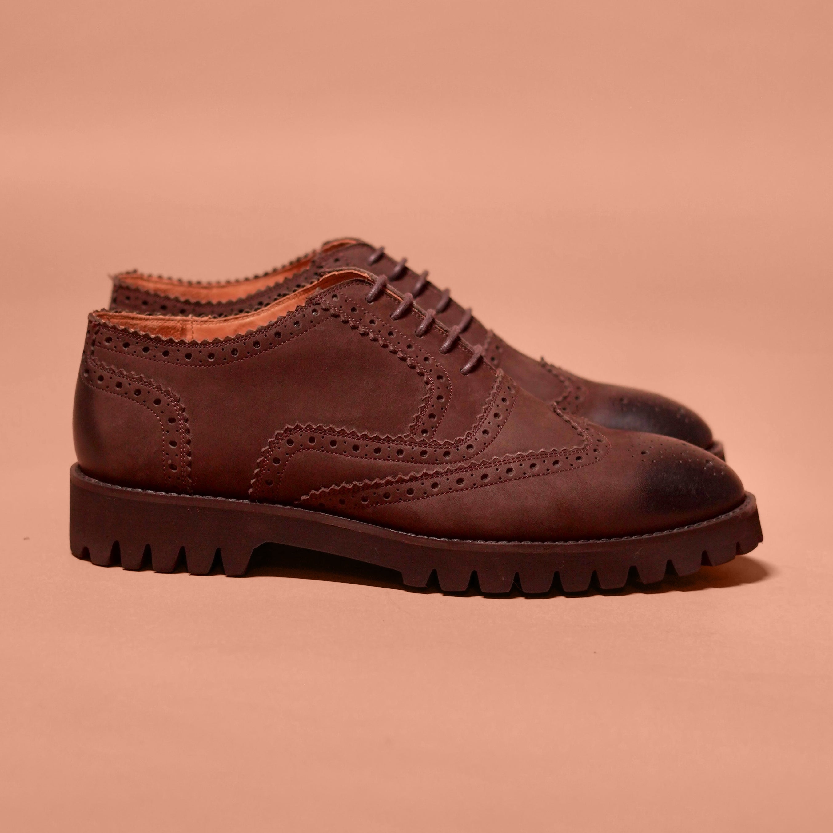 Piso Leggero | Dark brown Nubuck brogue Oxfords
