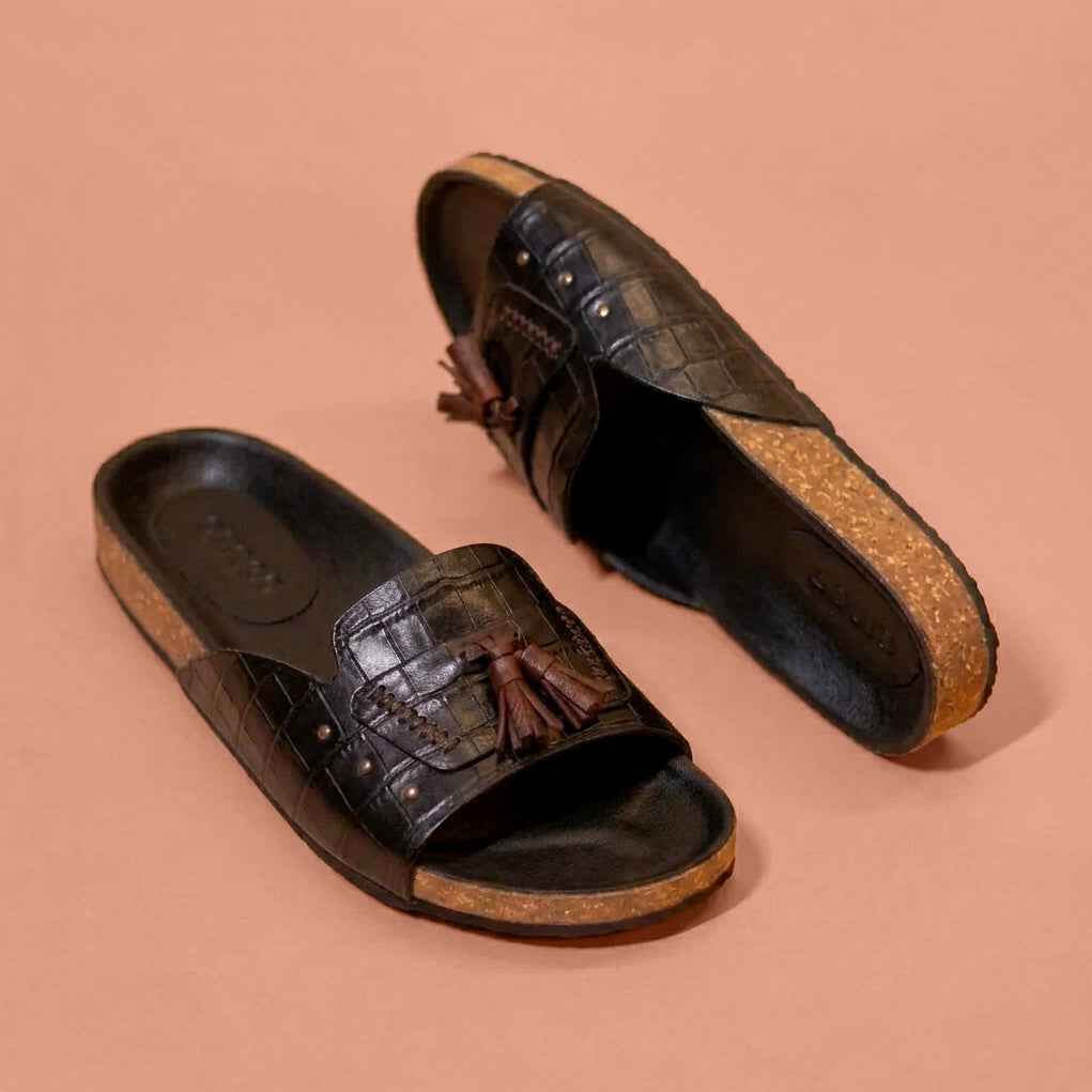 Men's handcrafted cork footbed slide