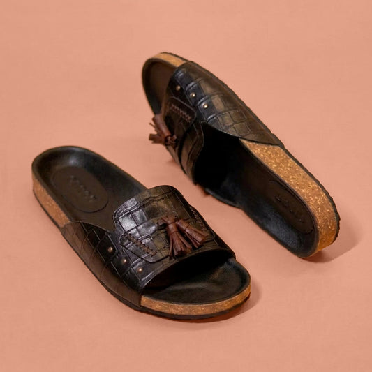 Men's handcrafted cork footbed slide