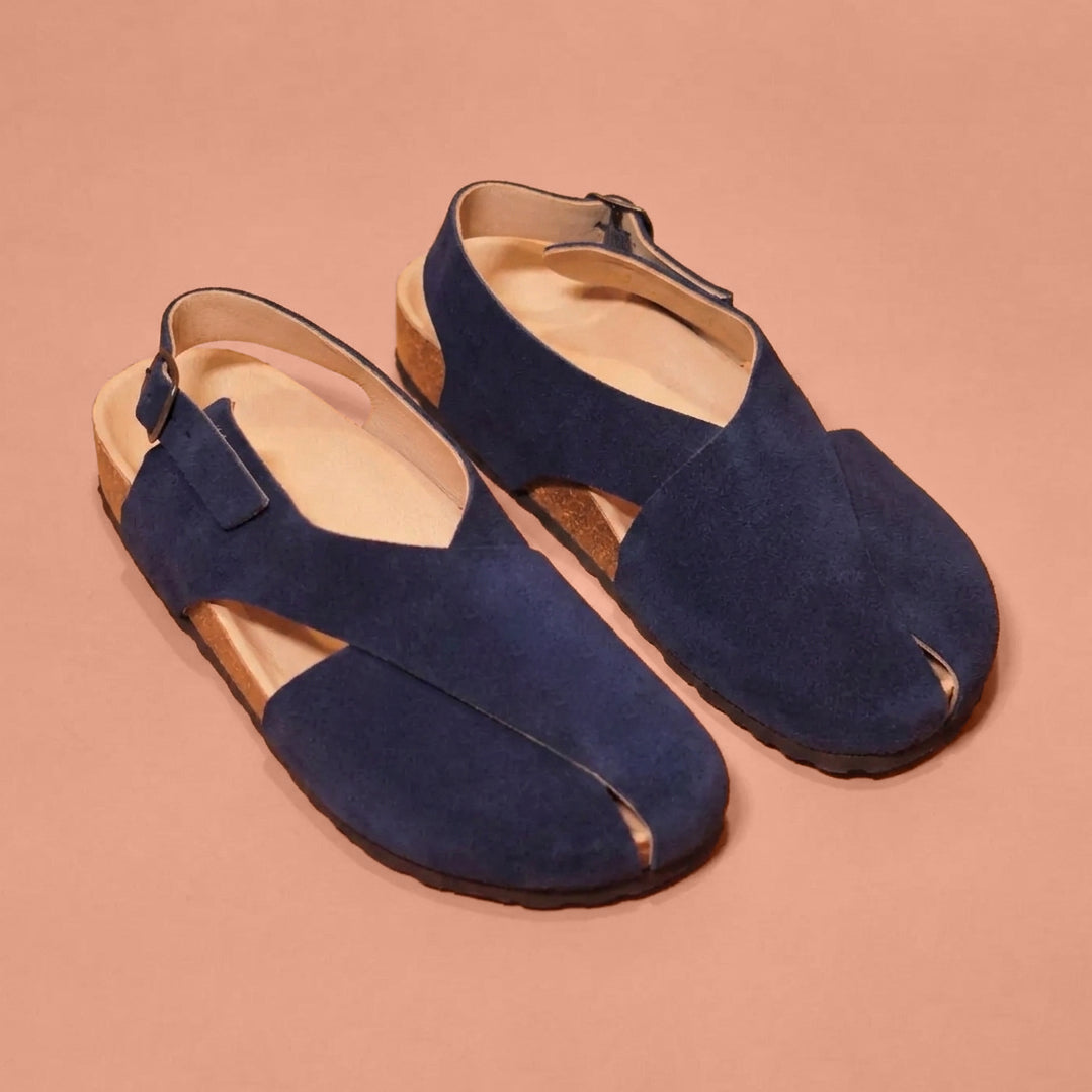 Navy blue suede cork sandal for men