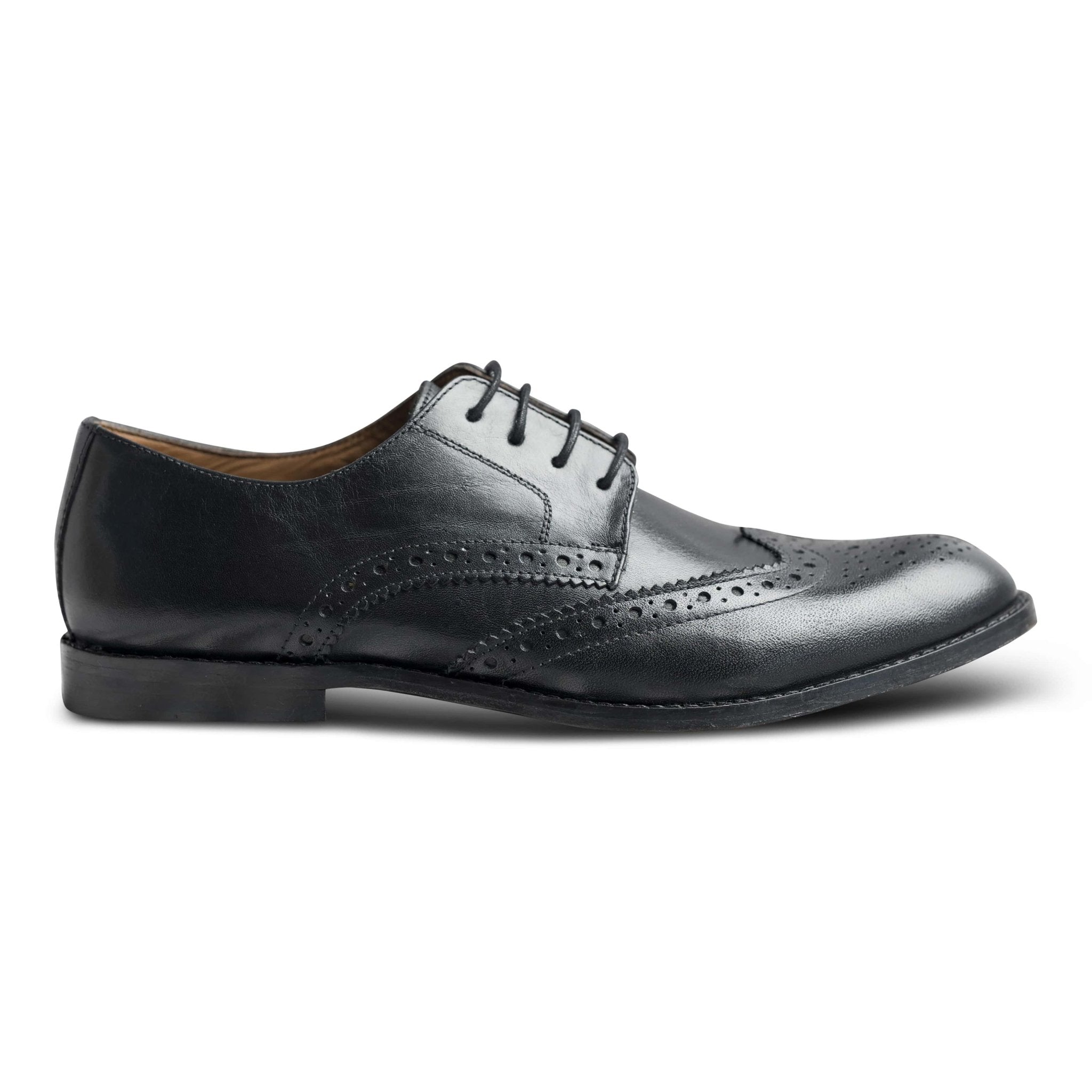 Carbonio Black Leather Brogues Shoes for Men dmodot