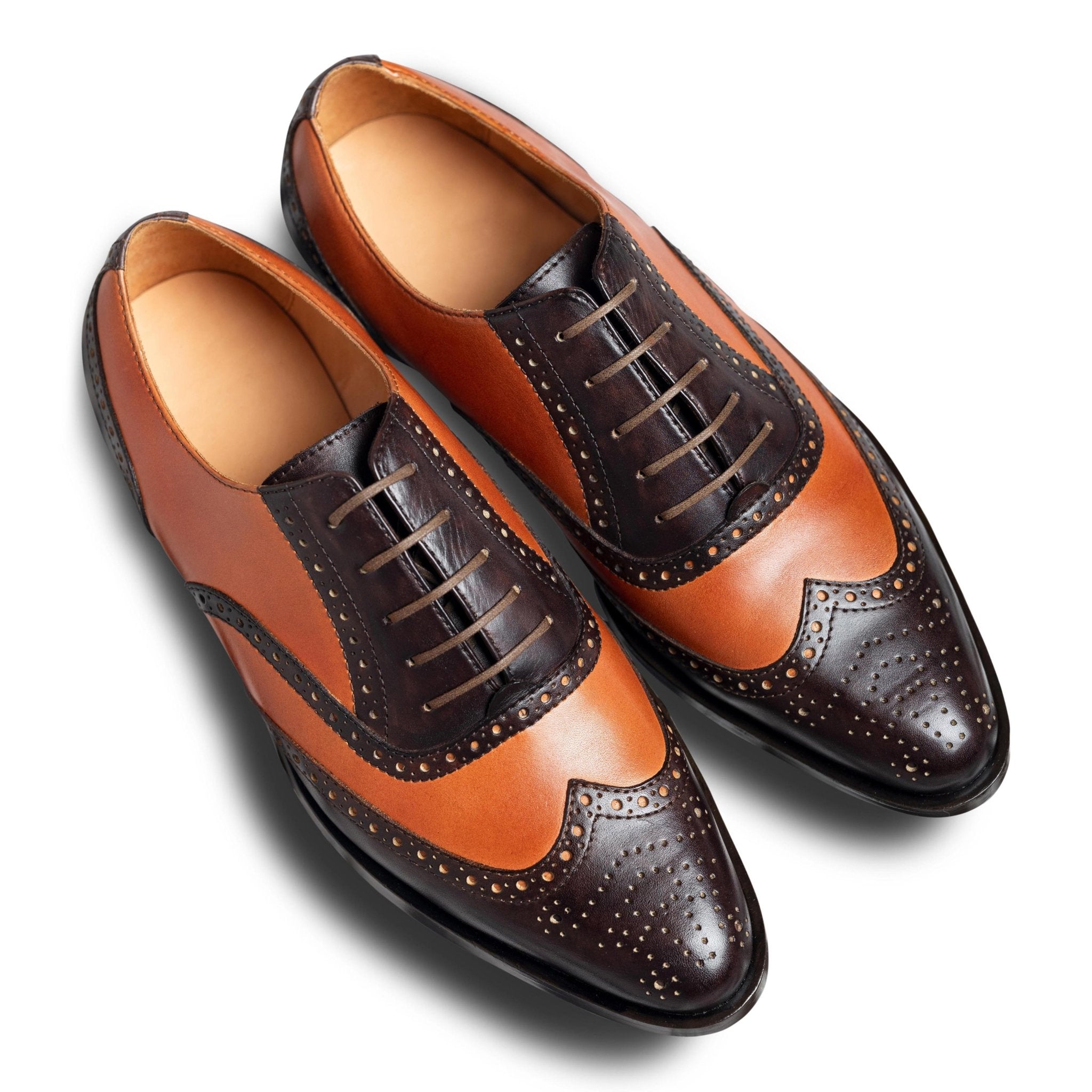 Chocolatto | Dark Brown Leather Oxford Brogues Shoes for Men | dmodot
