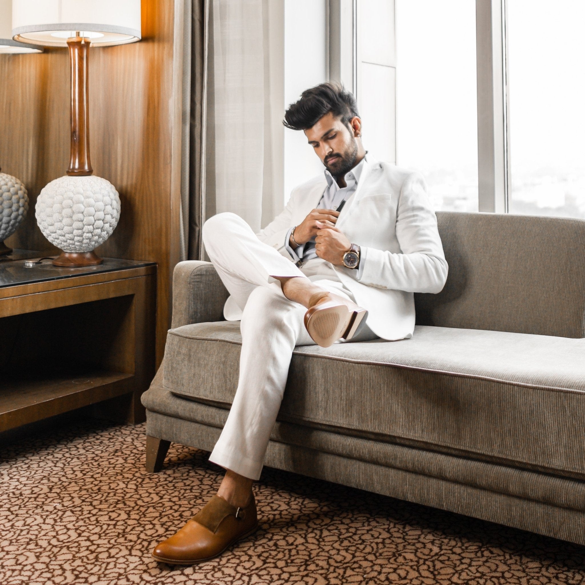 Mens leather on sale monk shoes