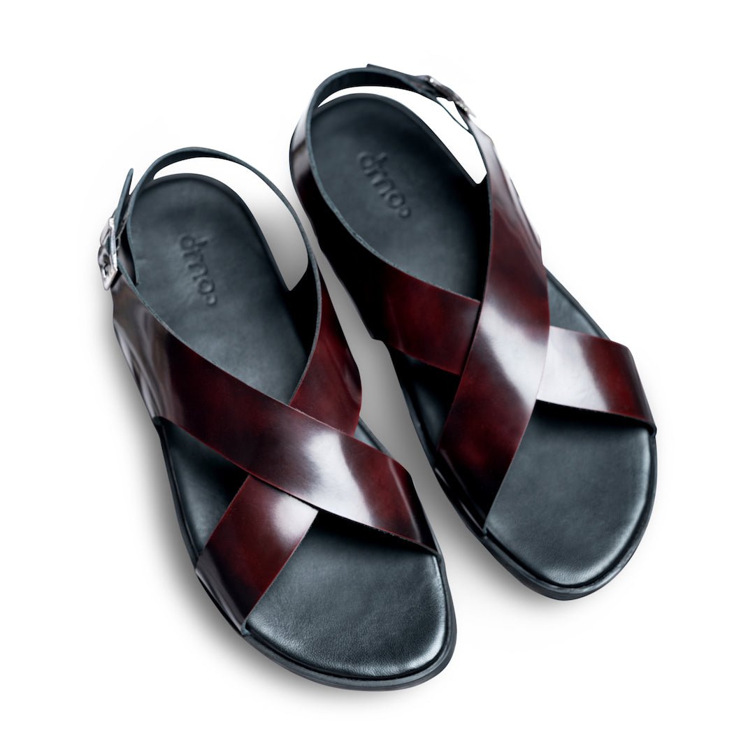 Pelle Nero Borgogno Cherry Leather Chappal for Men dmodot